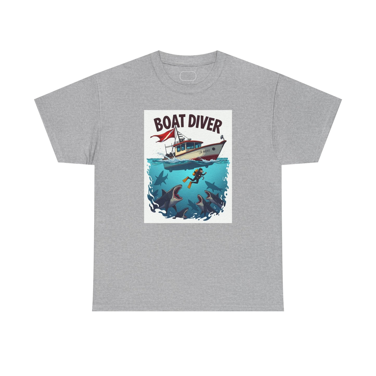 Boat Diver T‑Shirt – Scuba Diving Graphic Tee with Boat and Underwater Scene
