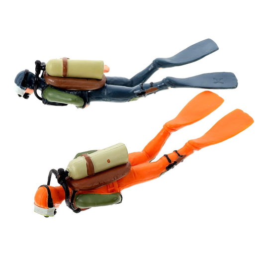 MHYGKTXRA 2pcs Floating Fish Tank Decorations Cute Little Diver Aquarium Decoration Cartoon Fish Playmate with Floating Device Fish Tank Accessories