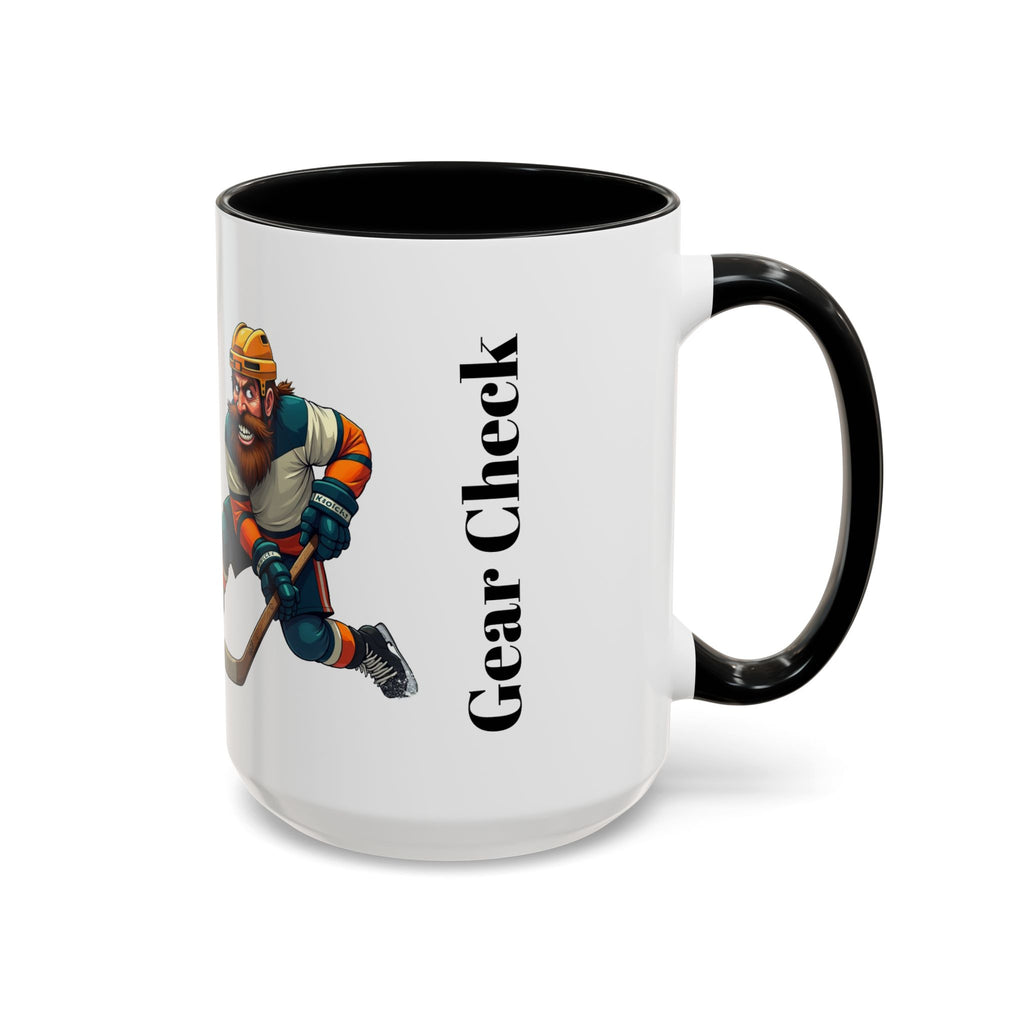 Hockey 'Gear Check' Accent Coffee Mug — Funny Hockey Player Illustration (11/15oz)