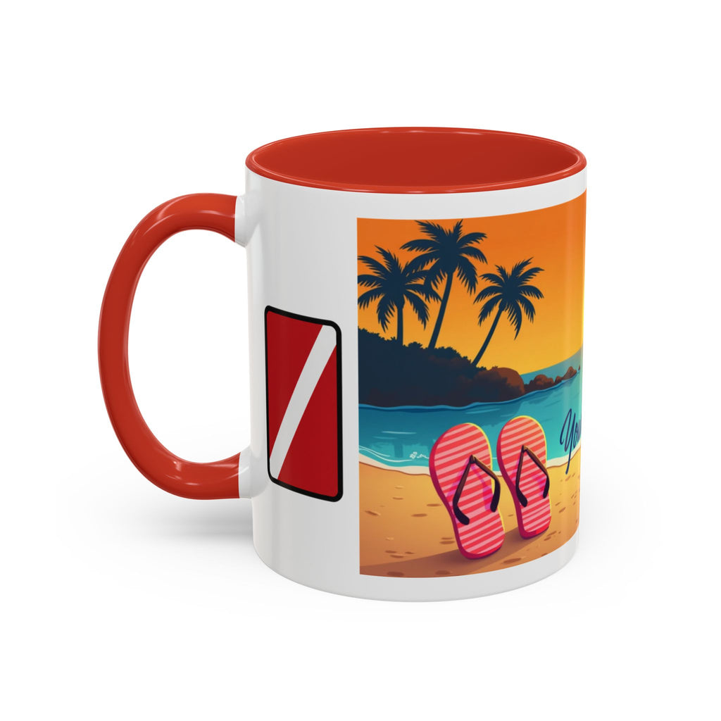 Diver's Sunset Accent Coffee Mug — Beach Scuba Dive Graphic (11/15oz)