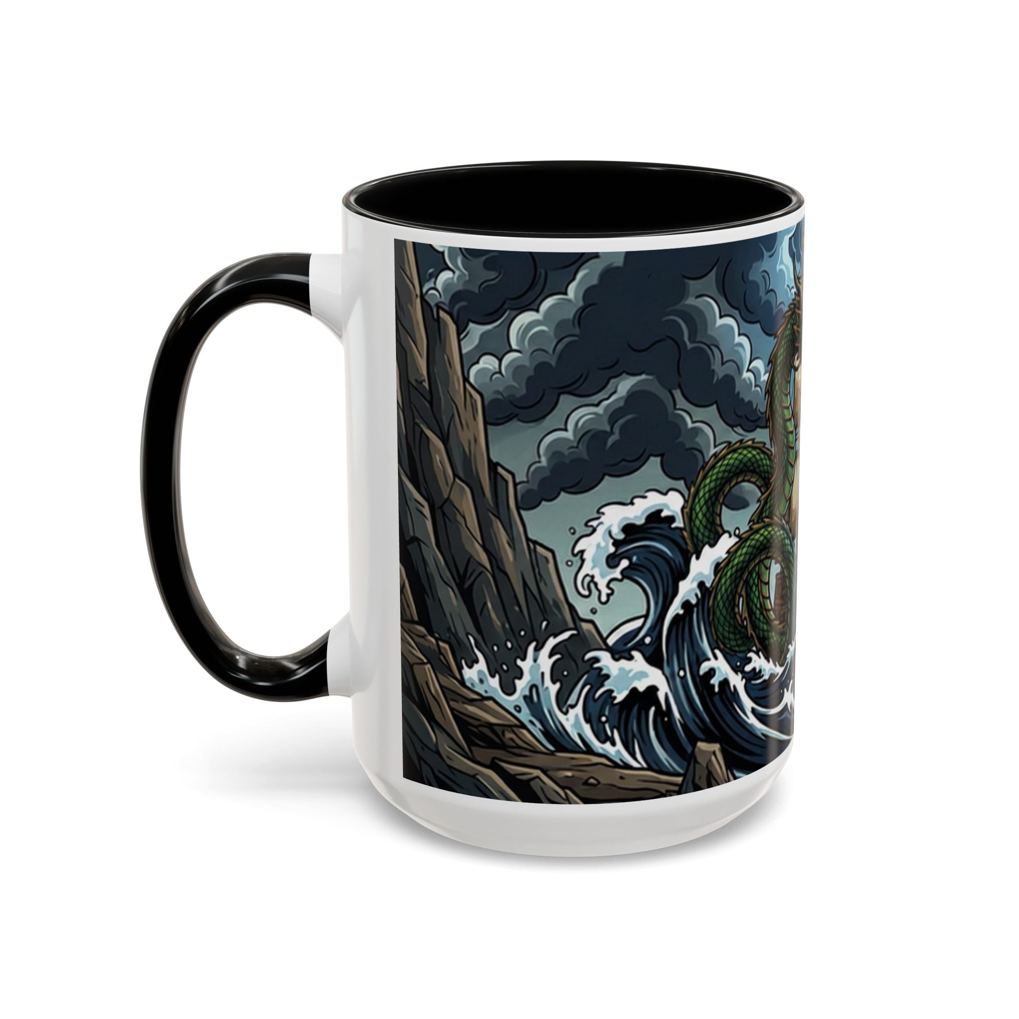 Sea Serpent Attack Coffee Mug — Nautical Storm Art Accent Mug (11/15oz)
