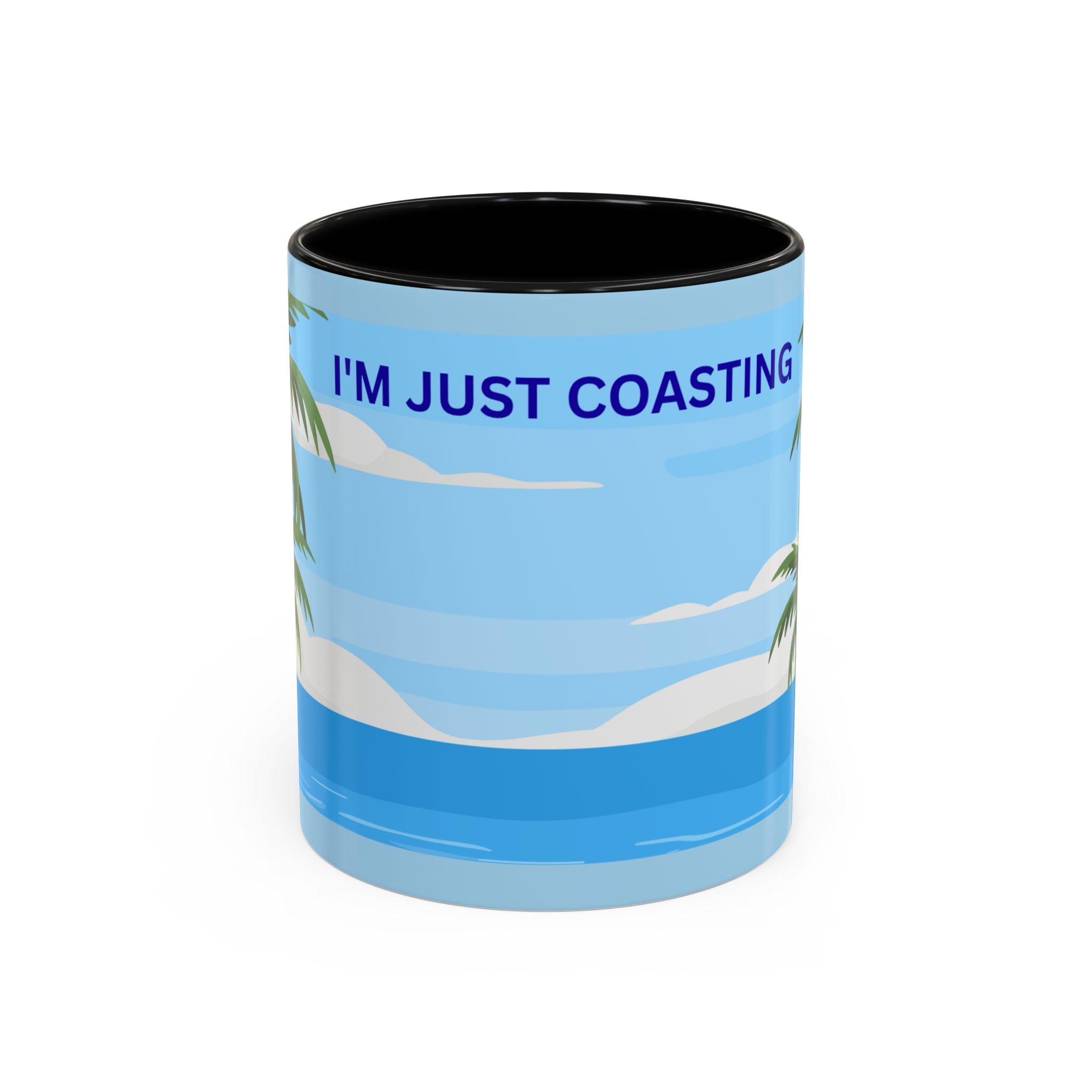 Coffee Mug — “I’m Just Coasting” Tropical Palm Beach Ceramic Accent Mug