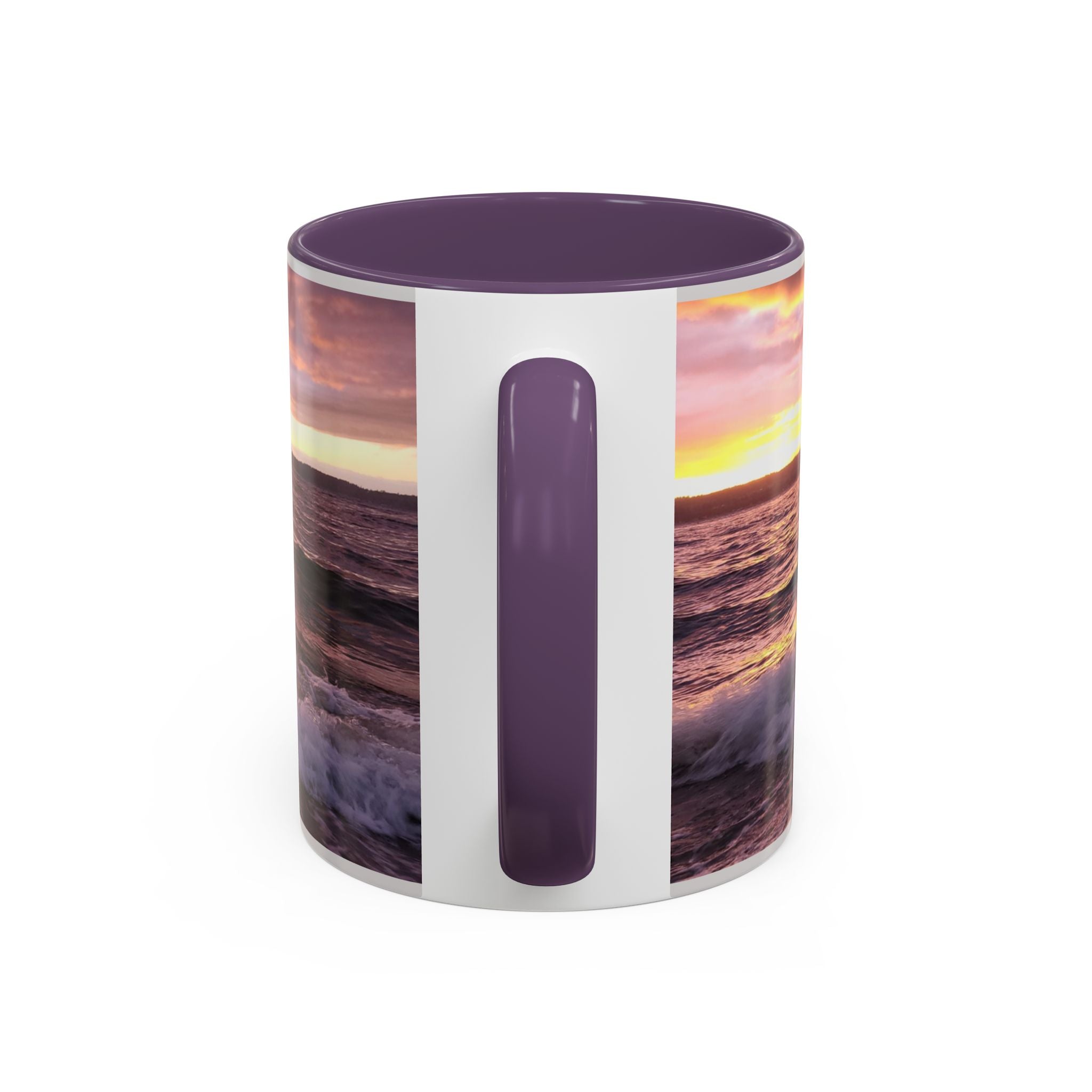 Sunset Ocean Accent Coffee Mug — Seaside Waves Sunrise Photo (11/15oz)