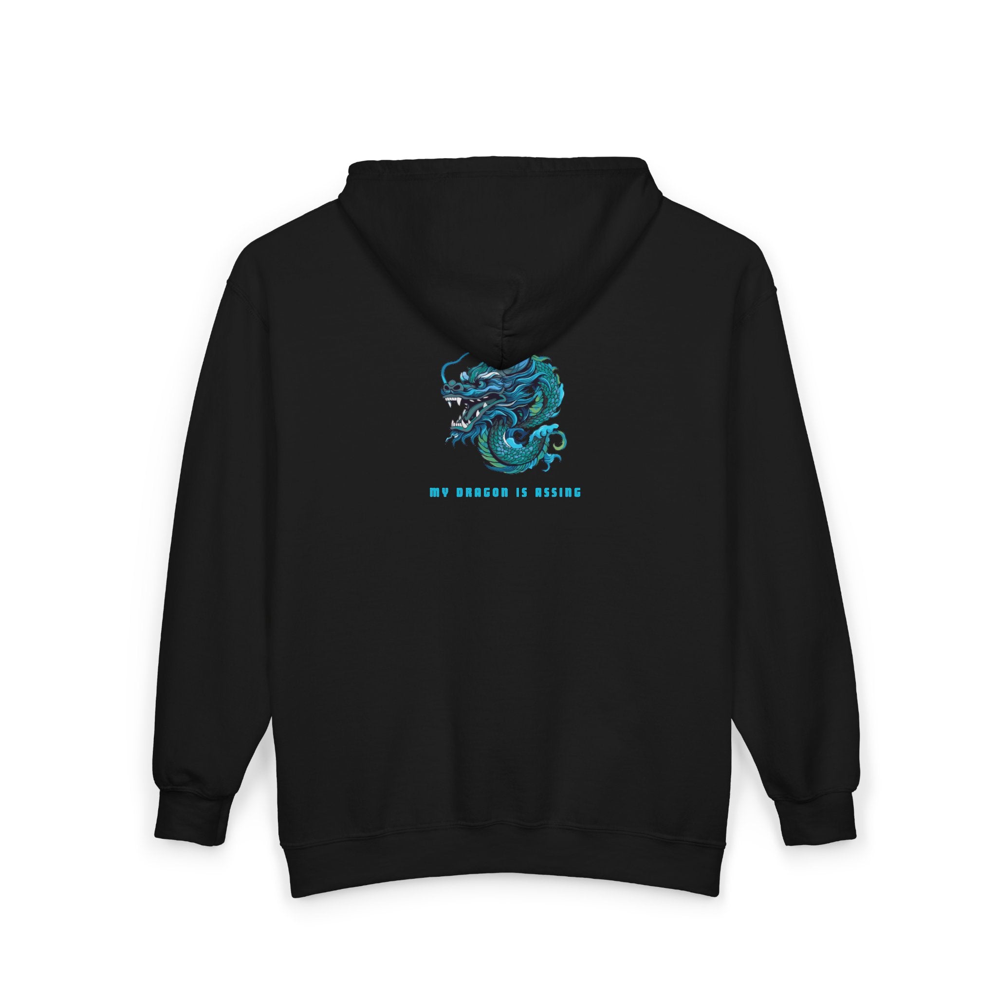 Dragon Graphic Zip Hoodie — "Be Courage or Nothing" Back Print
