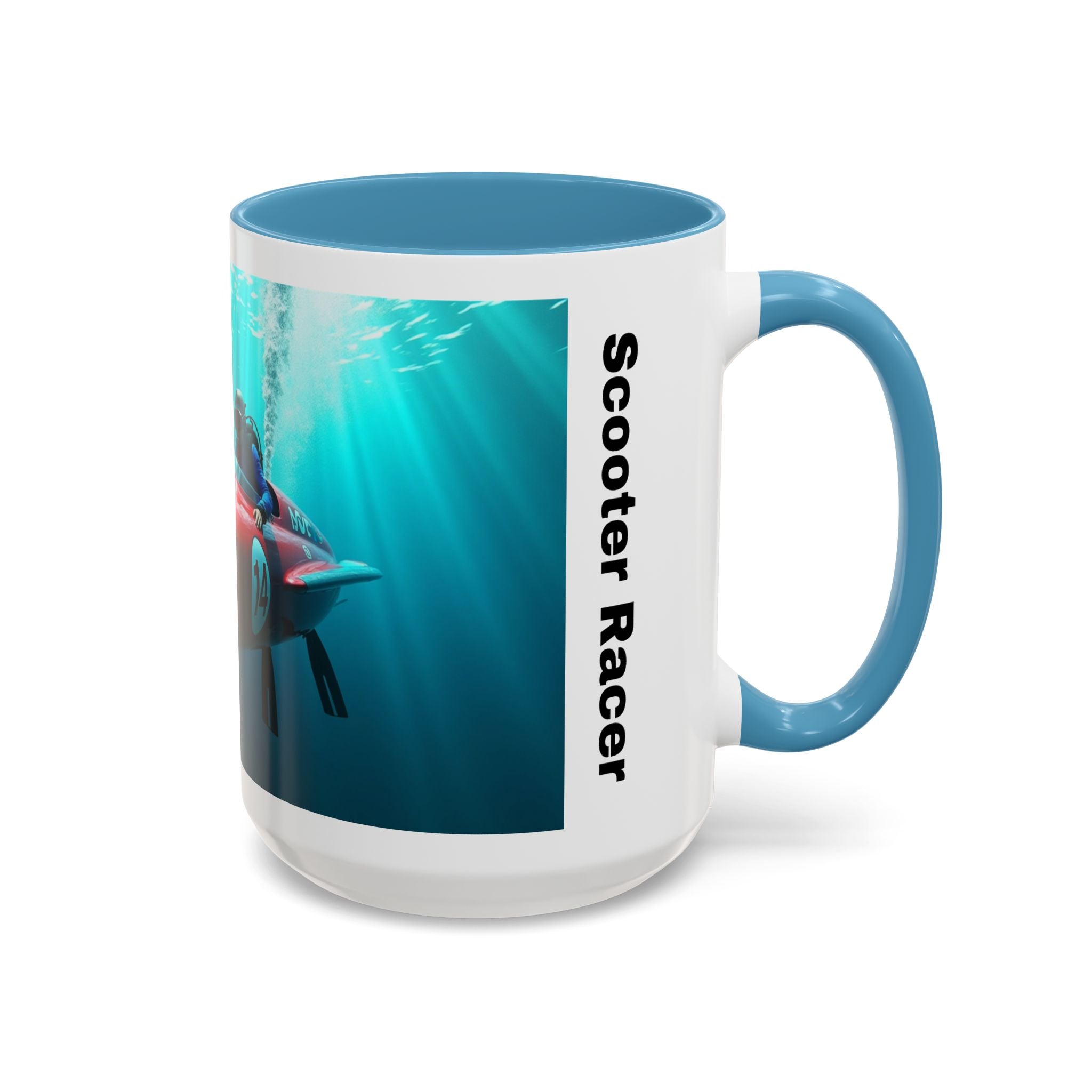 Scooter Racer Coffee Mug — Underwater Sea Scooter Racing Design (11/15oz)