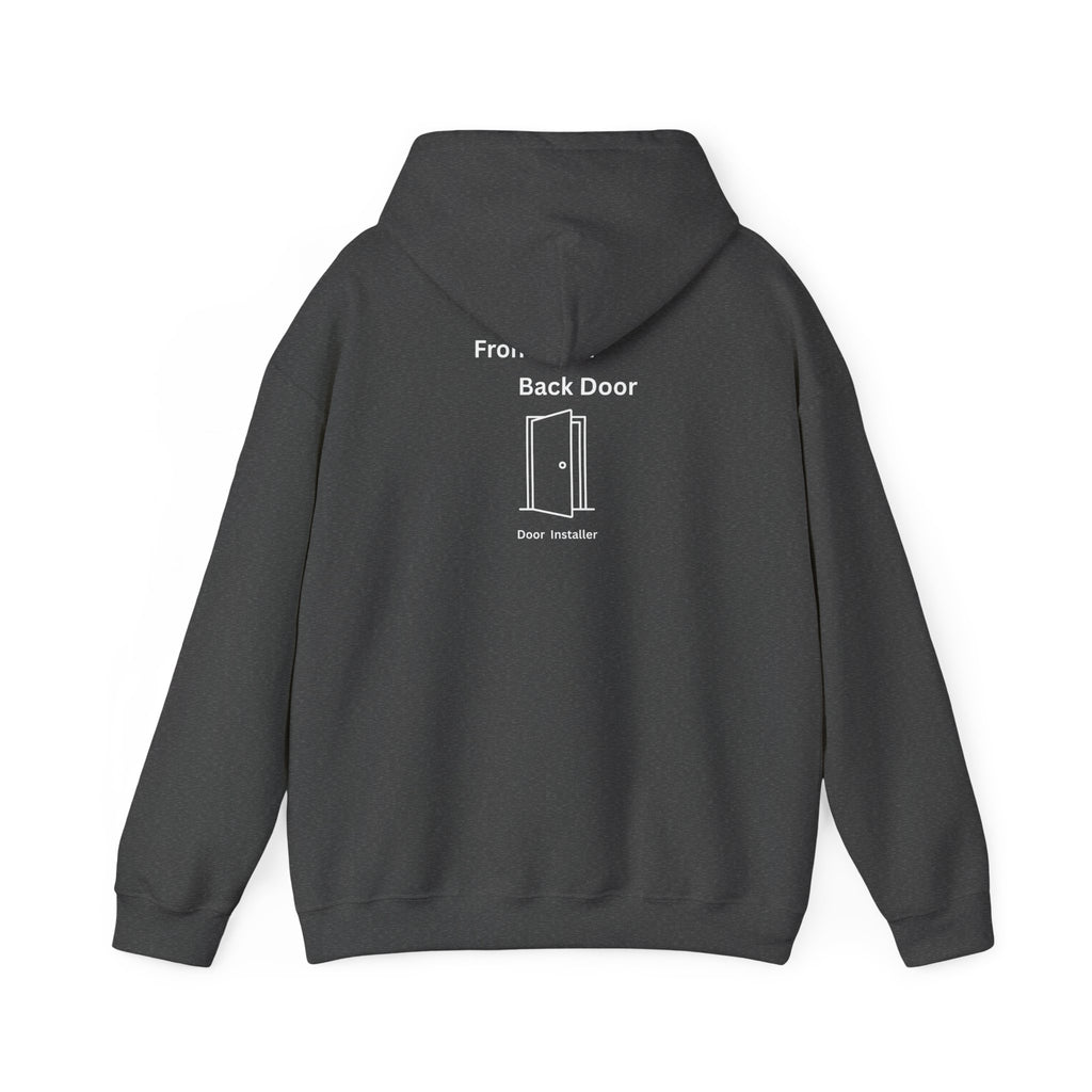 Back Door Installer Hoodie — Funny Door Installer Crewneck for Tradesmen