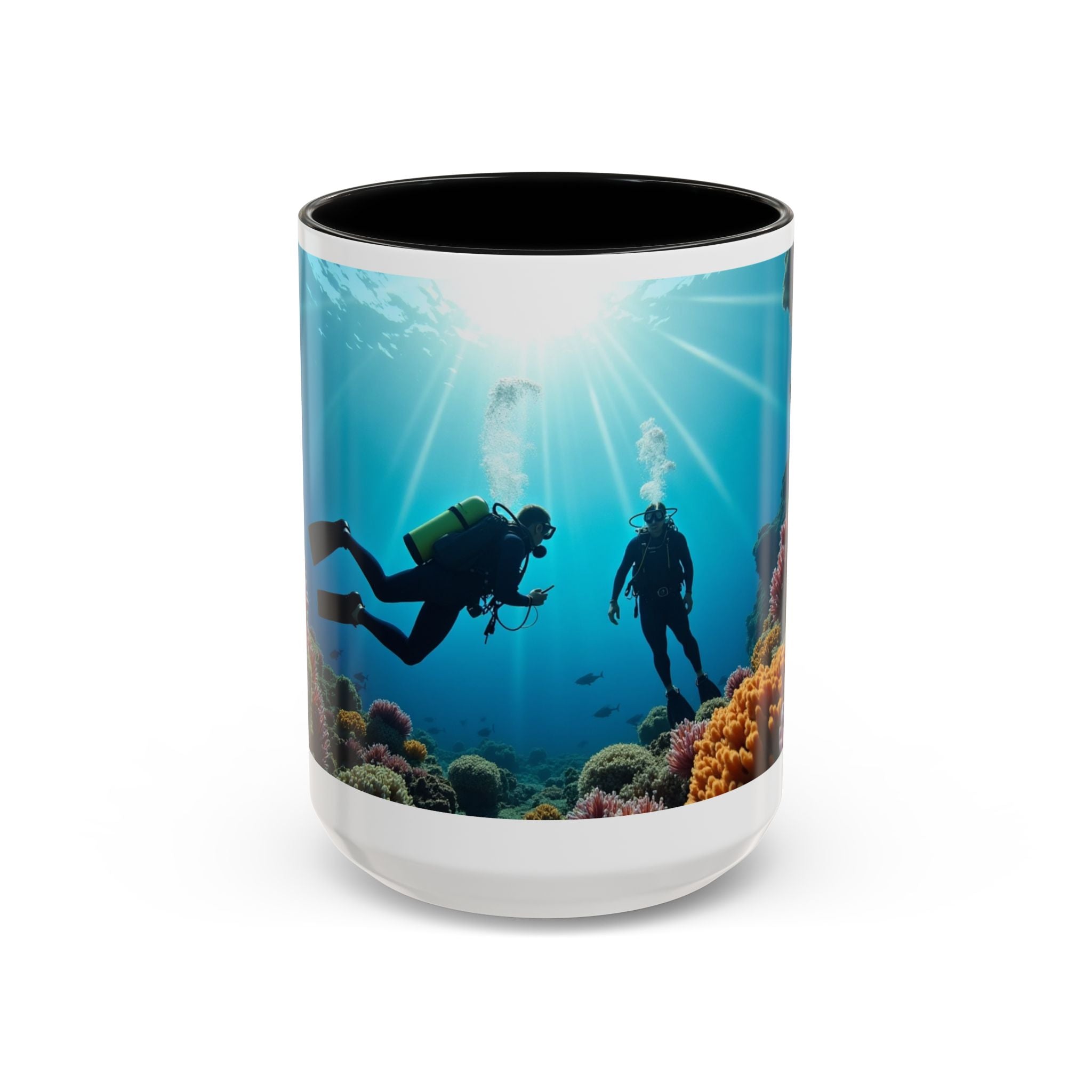 Reef Diver Accent Coffee Mug – Scuba Ocean Underwater Scene (11/15oz)