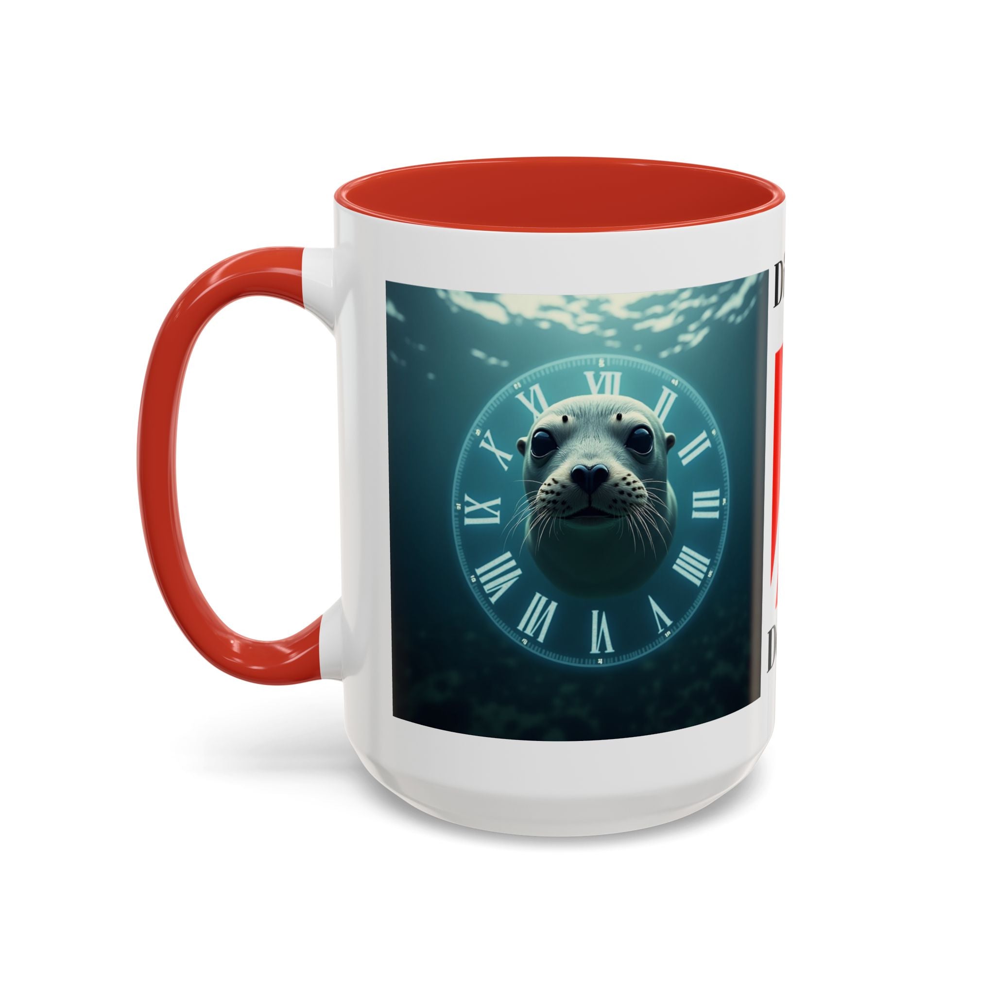 Seal Clock Accent Coffee Mug — Nautical Ocean Animal Coffee Cup (11/15 oz)
