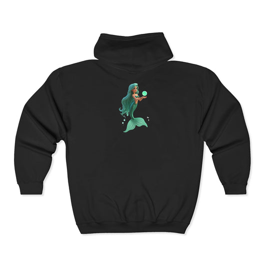 Mermaid Full-Zip Hoodie – Teal Sea Siren Graphic