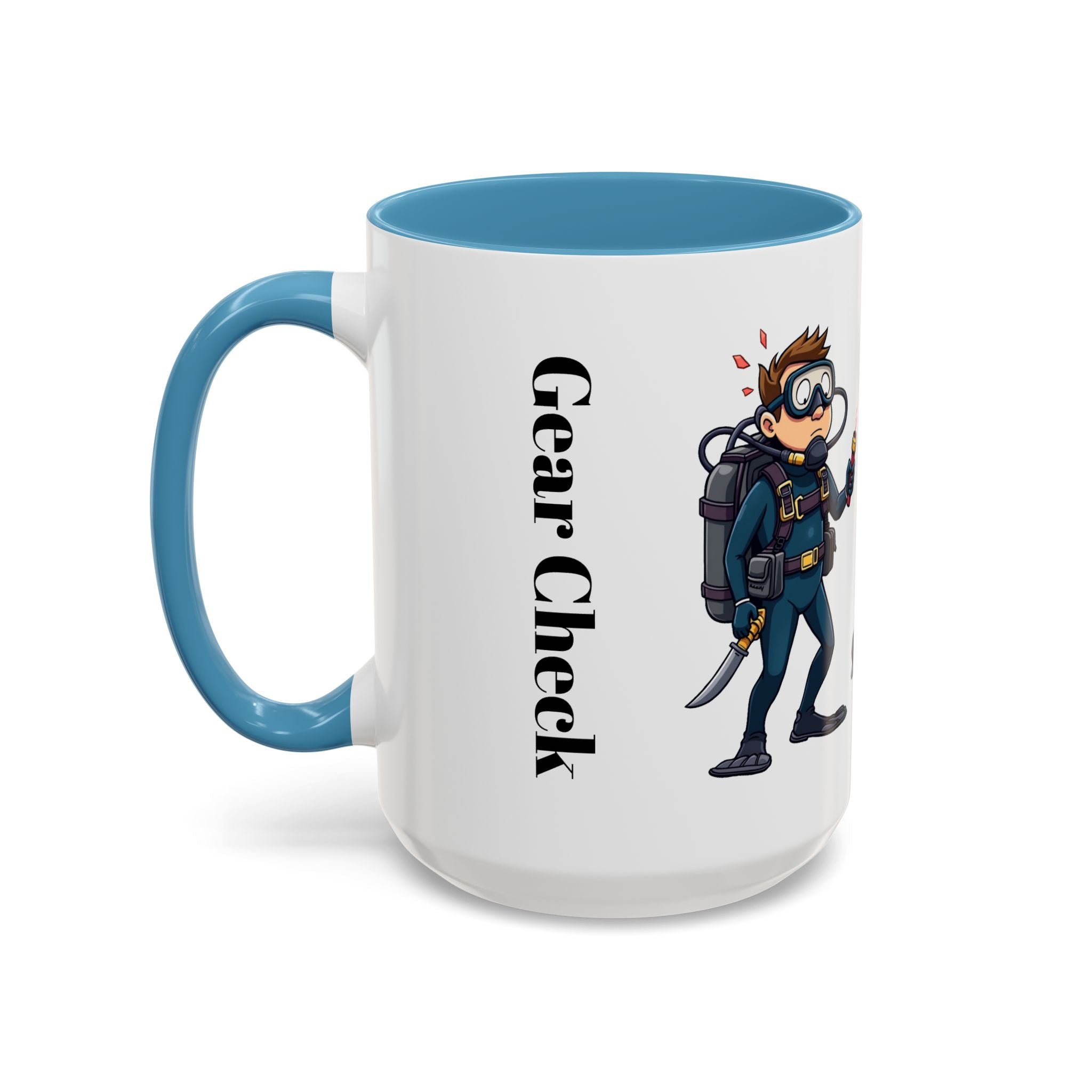 Hockey 'Gear Check' Accent Coffee Mug — Funny Hockey Player Illustration (11/15oz)