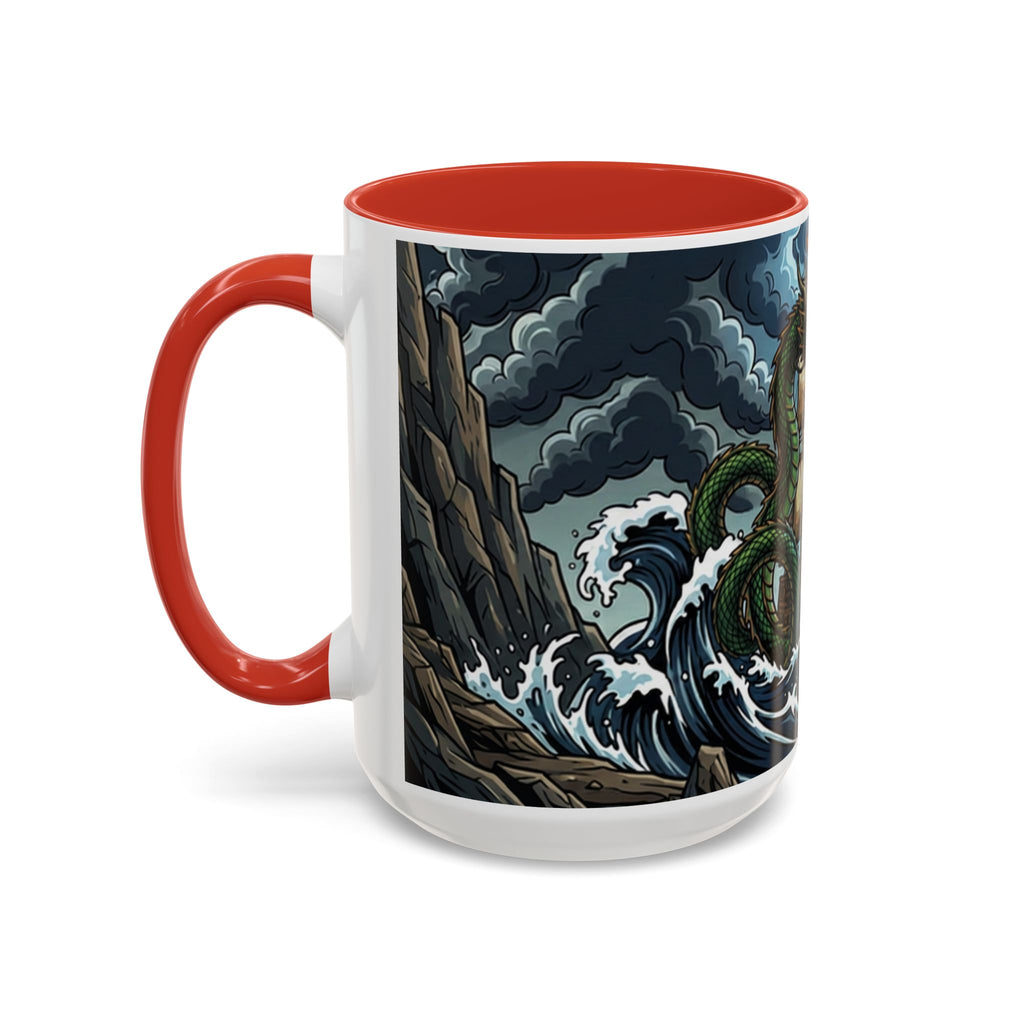 Sea Serpent Attack Coffee Mug — Nautical Storm Art Accent Mug (11/15oz)