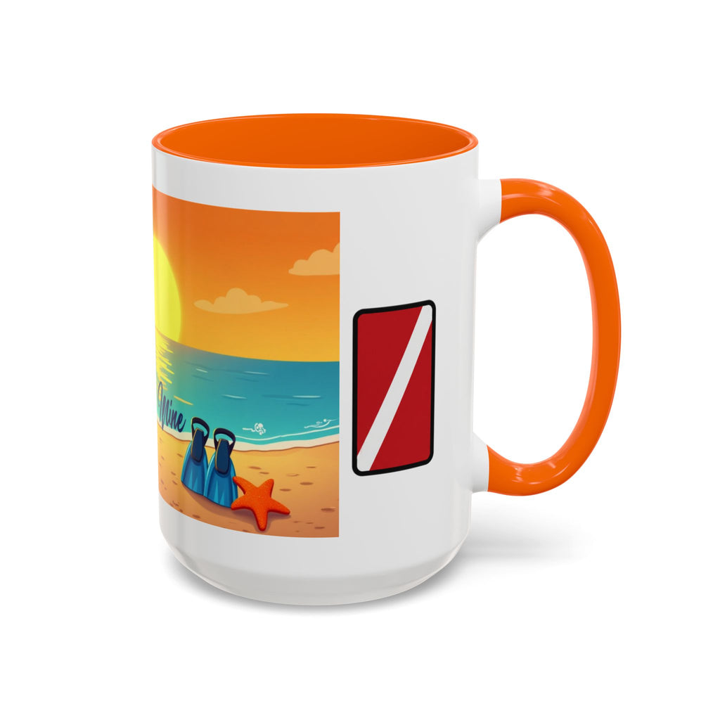 Diver's Sunset Accent Coffee Mug — Beach Scuba Dive Graphic (11/15oz)