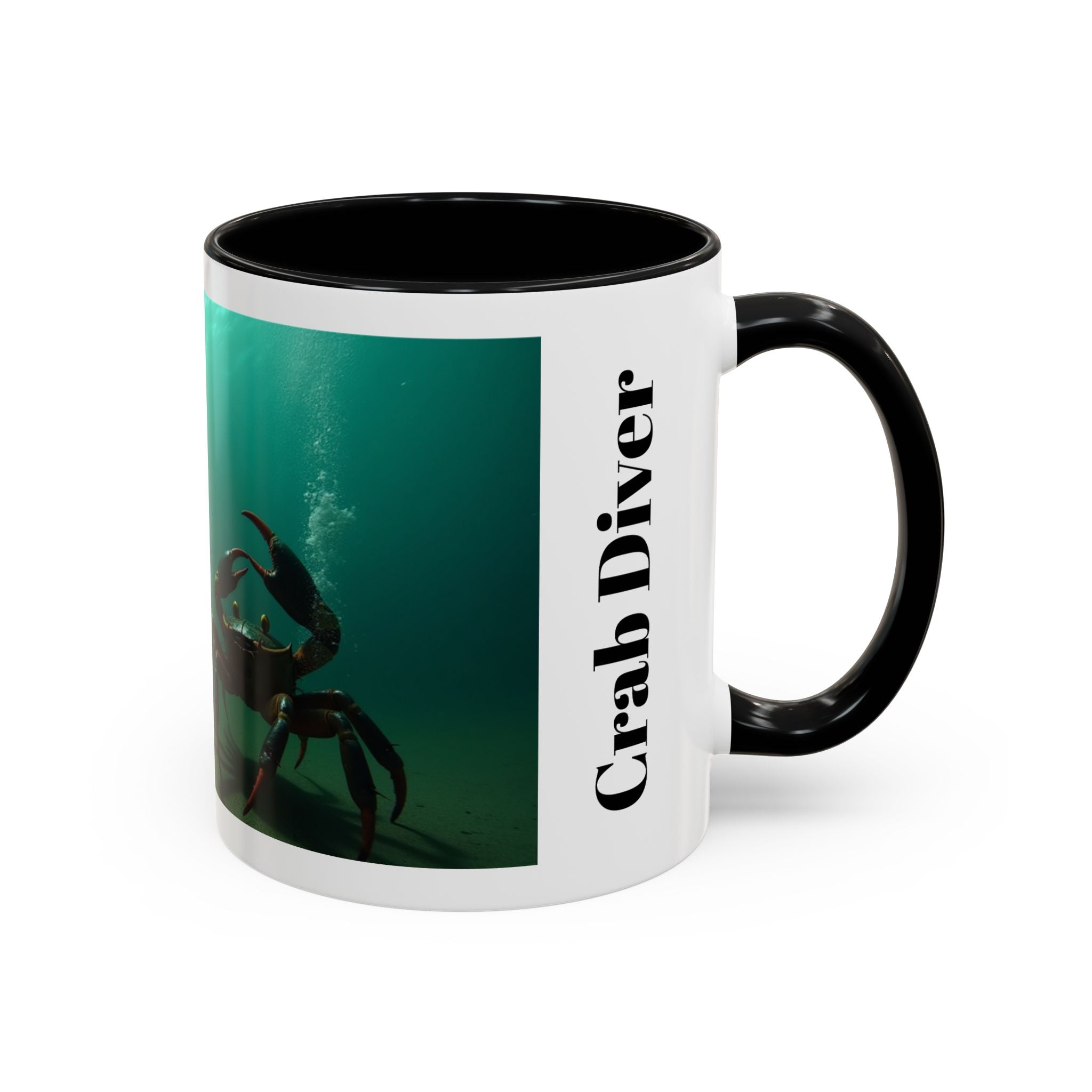 Crab Diver Accent Coffee Mug — Underwater Scuba Scene (11/15oz)