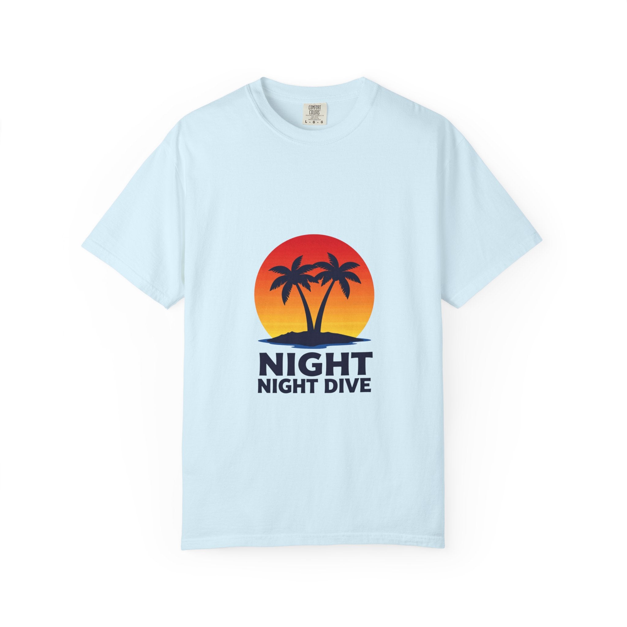 Night Dive Palm Beach T-Shirt — Retro Sunset Tropical Tee