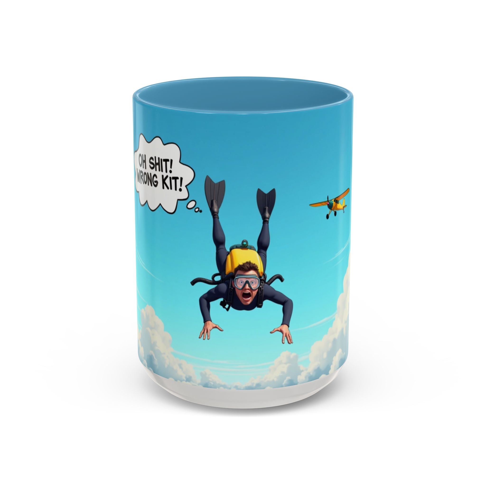 Skydiver Coffee Mug — Funny "Oh Shit! Wrong Kit!" Aviation Mug