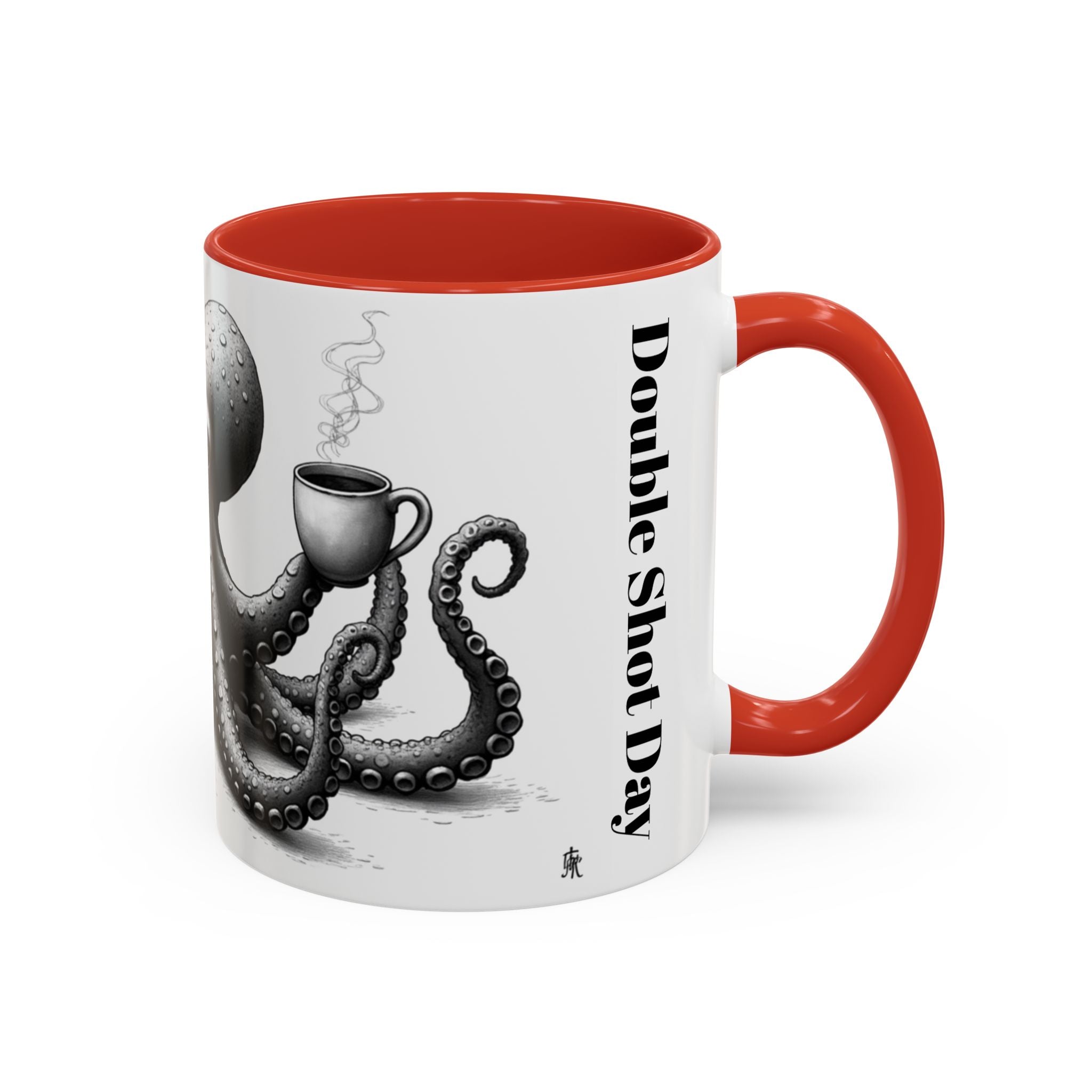 Octopus Coffee Mug — "Double Shot Day" Accent Ceramic Mug (11/15oz)