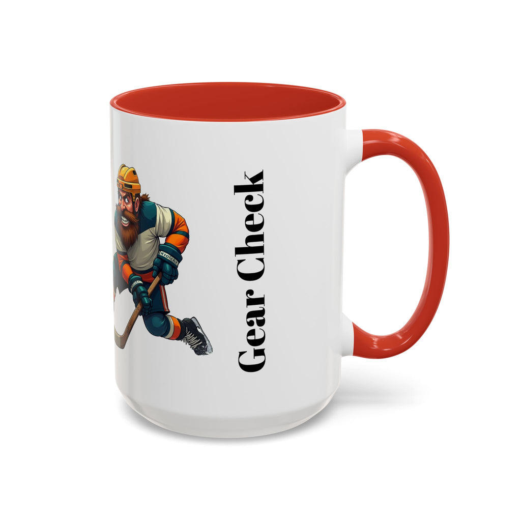 Hockey 'Gear Check' Accent Coffee Mug — Funny Hockey Player Illustration (11/15oz)