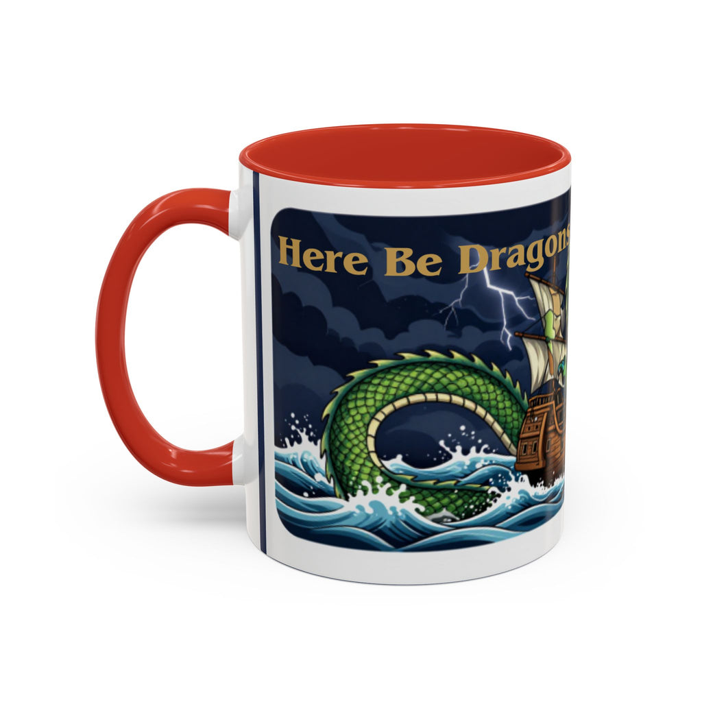 Green Dragon "Here Be Dragons" Fantasy Coffee Mug