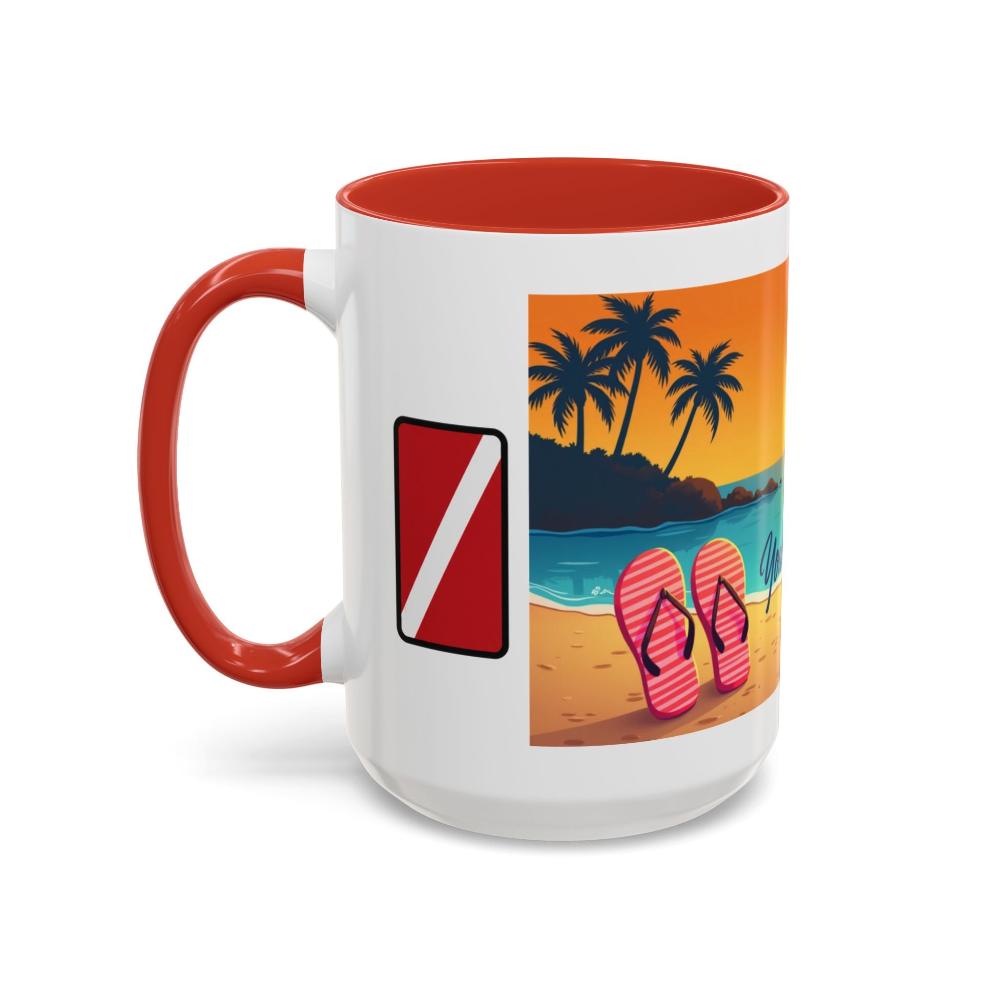 Diver's Sunset Accent Coffee Mug — Beach Scuba Dive Graphic (11/15oz)
