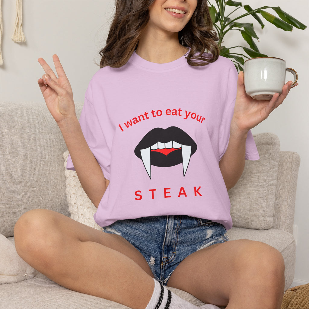 Vampire Fangs 'I Want to Eat Your Steak' Graphic Tee