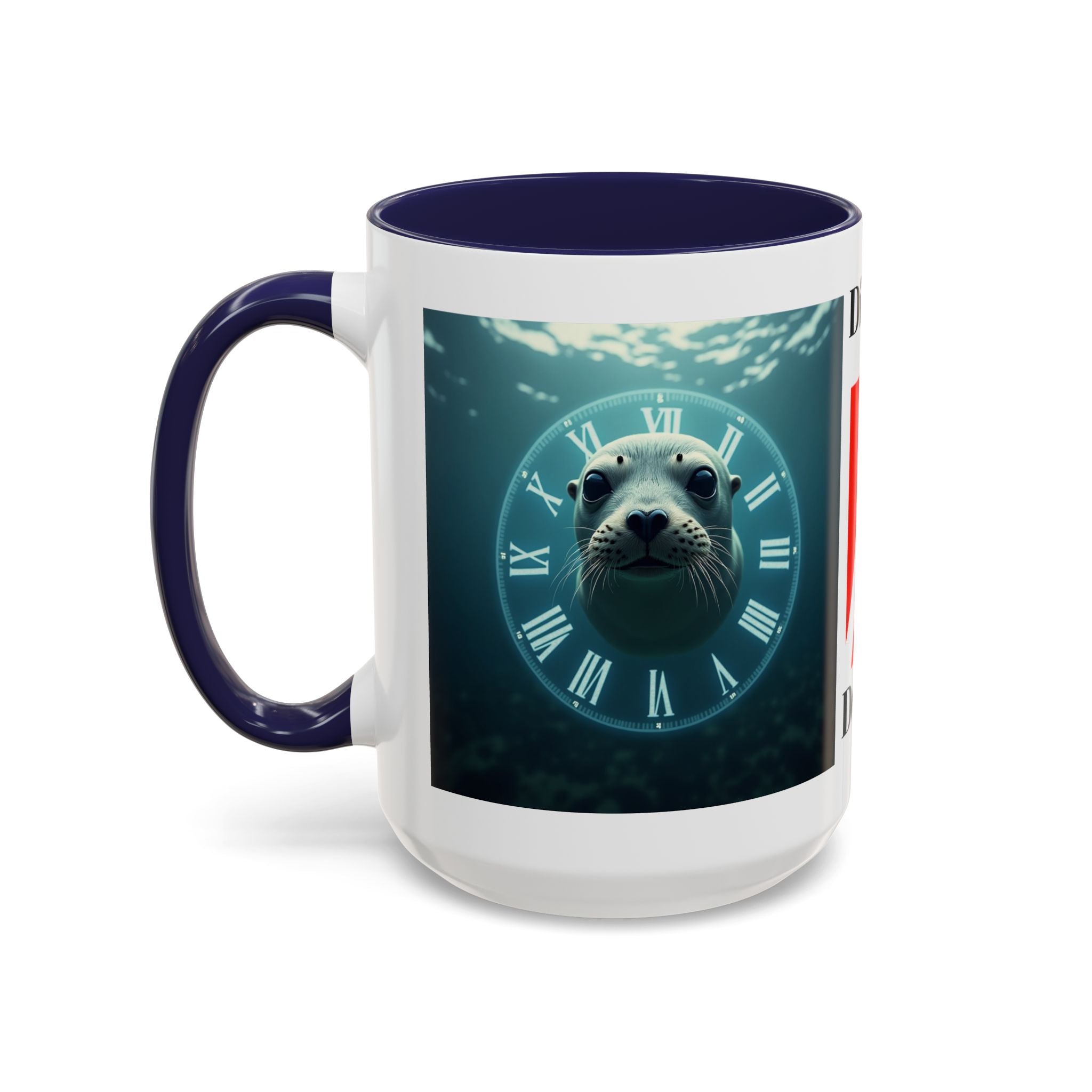 Seal Clock Accent Coffee Mug — Nautical Ocean Animal Coffee Cup (11/15 oz)
