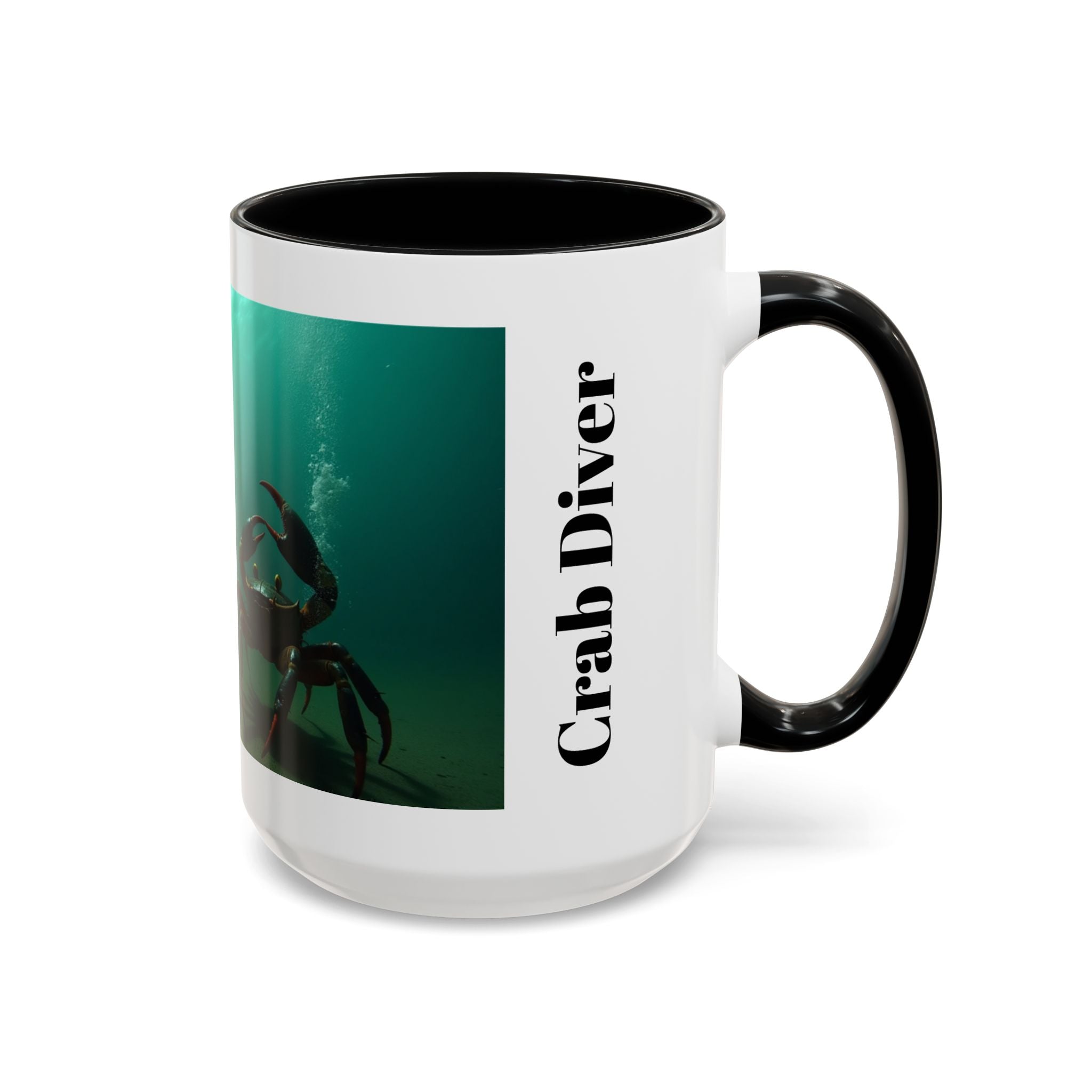 Crab Diver Accent Coffee Mug — Underwater Scuba Scene (11/15oz)