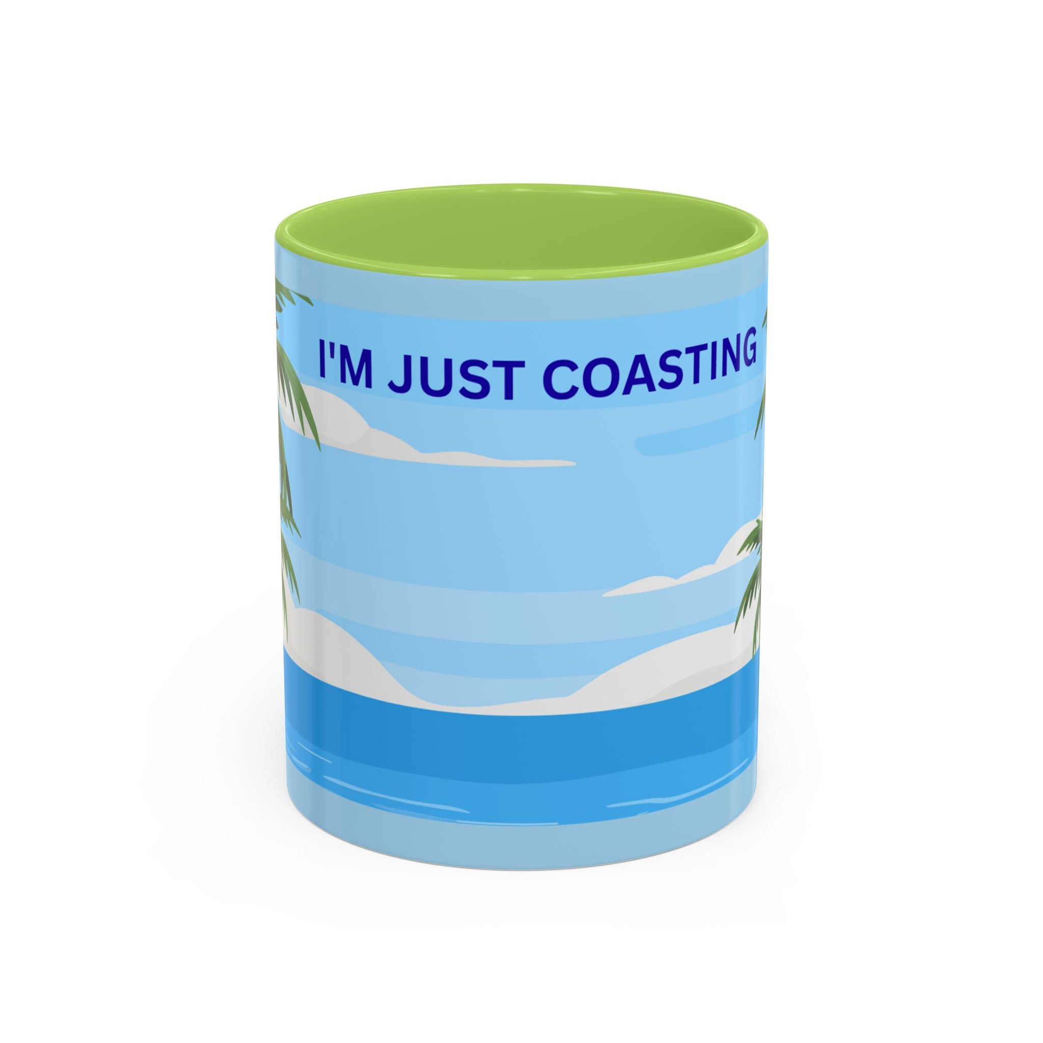 Coffee Mug — “I’m Just Coasting” Tropical Palm Beach Ceramic Accent Mug