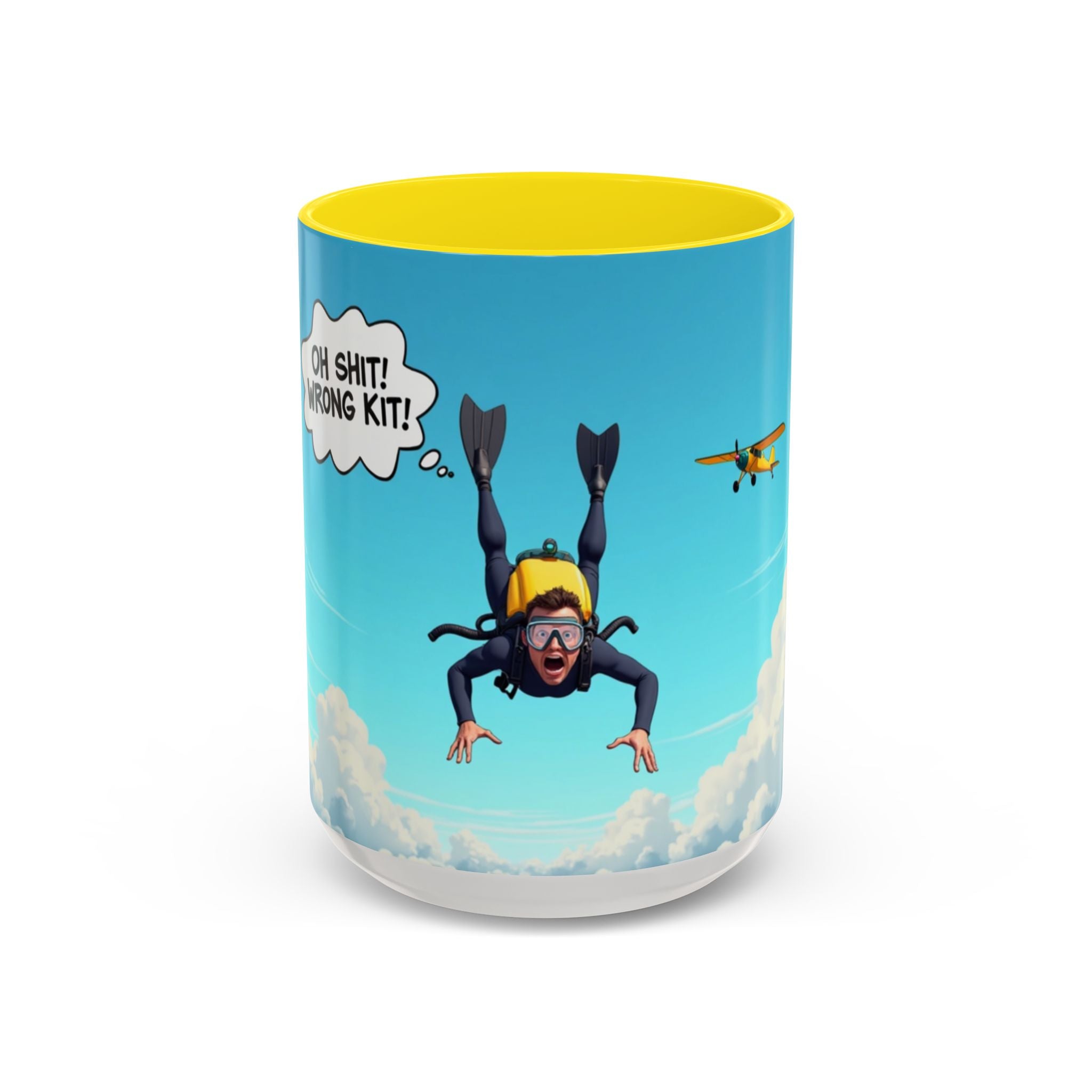 Skydiver Coffee Mug — Funny "Oh Shit! Wrong Kit!" Aviation Mug
