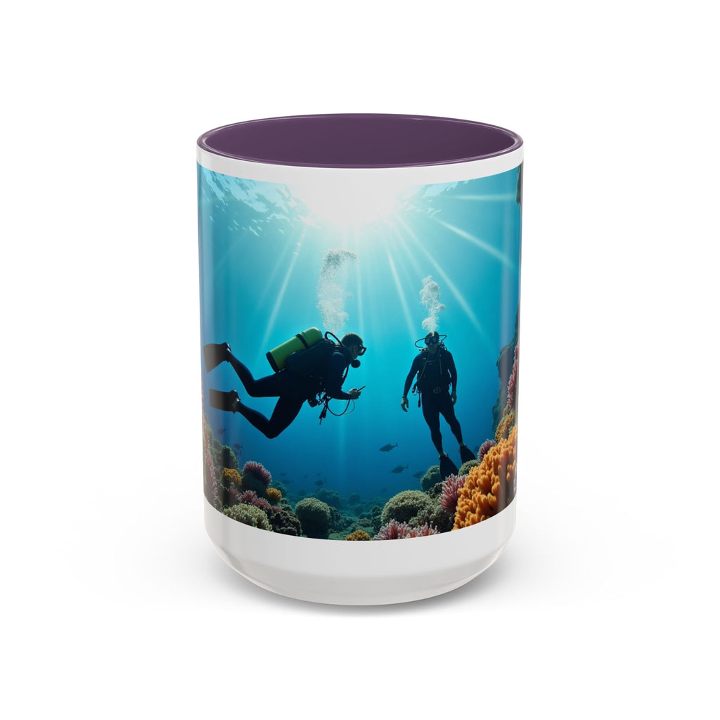 Reef Diver Accent Coffee Mug – Scuba Ocean Underwater Scene (11/15oz)