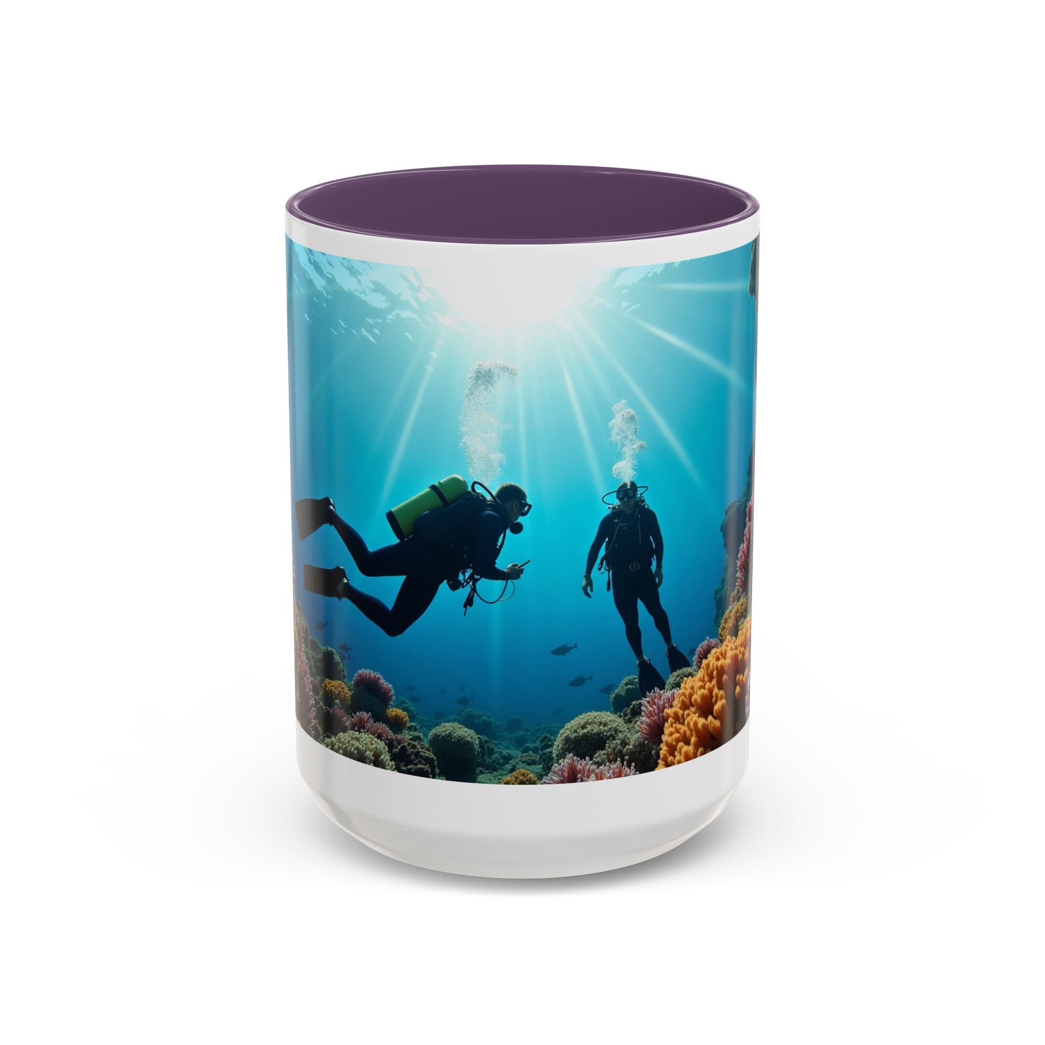 Reef Diver Accent Coffee Mug – Scuba Ocean Underwater Scene (11/15oz)
