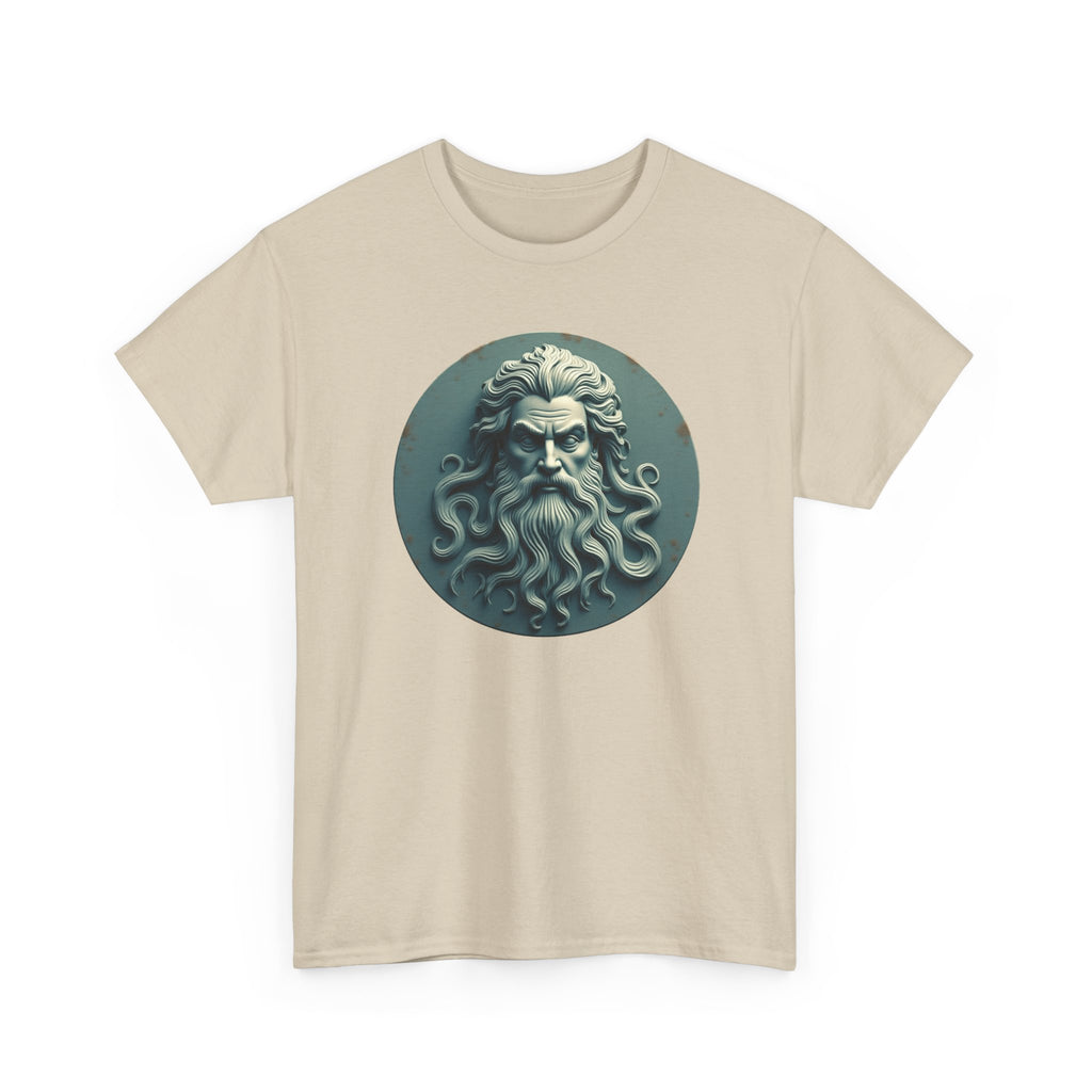 Mythic Neptune Head T-Shirt — Ocean God Sculpture Tee