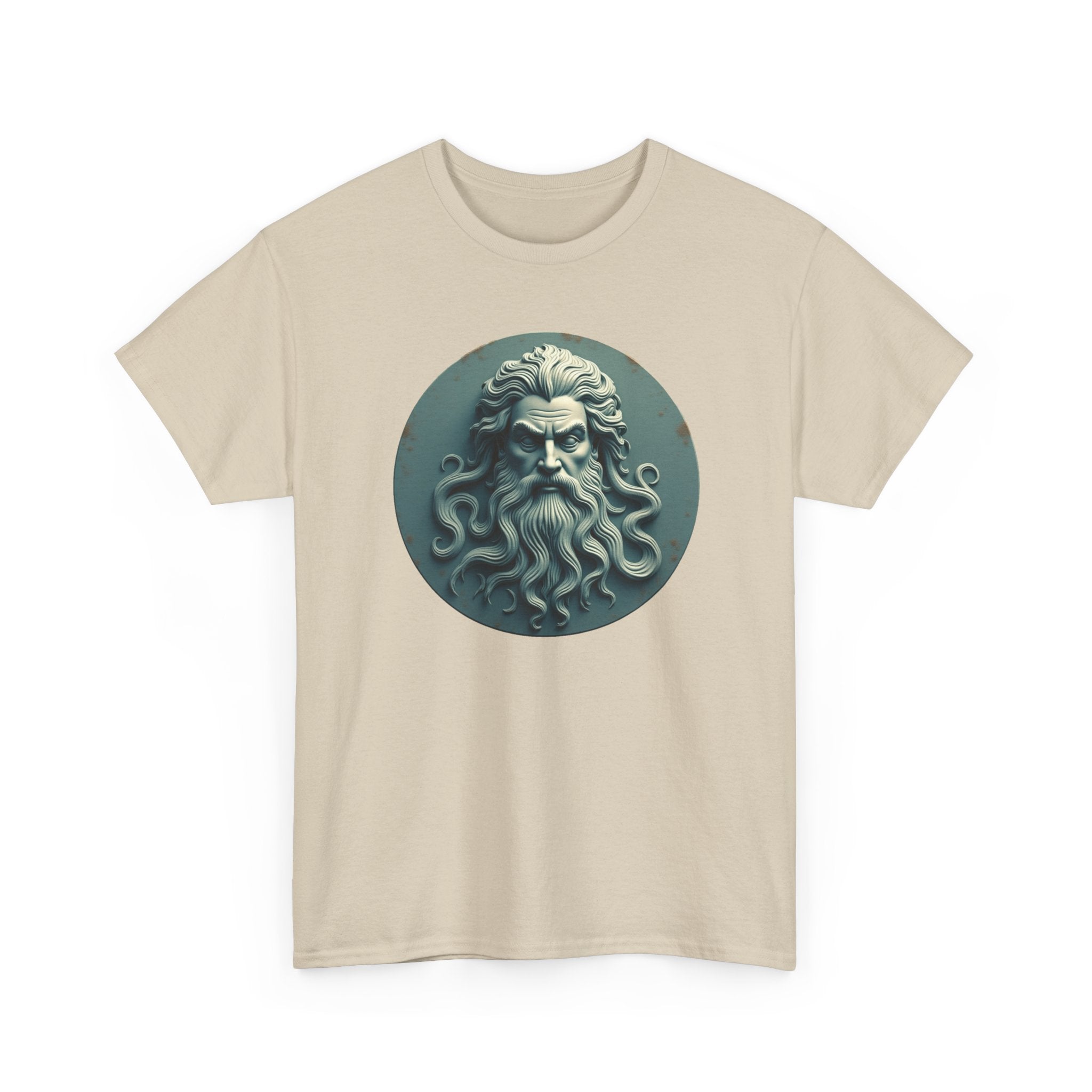 Mythic Neptune Head T-Shirt — Ocean God Sculpture Tee