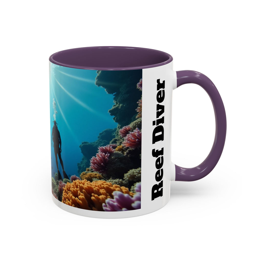 Reef Diver Accent Coffee Mug – Scuba Ocean Underwater Scene (11/15oz)