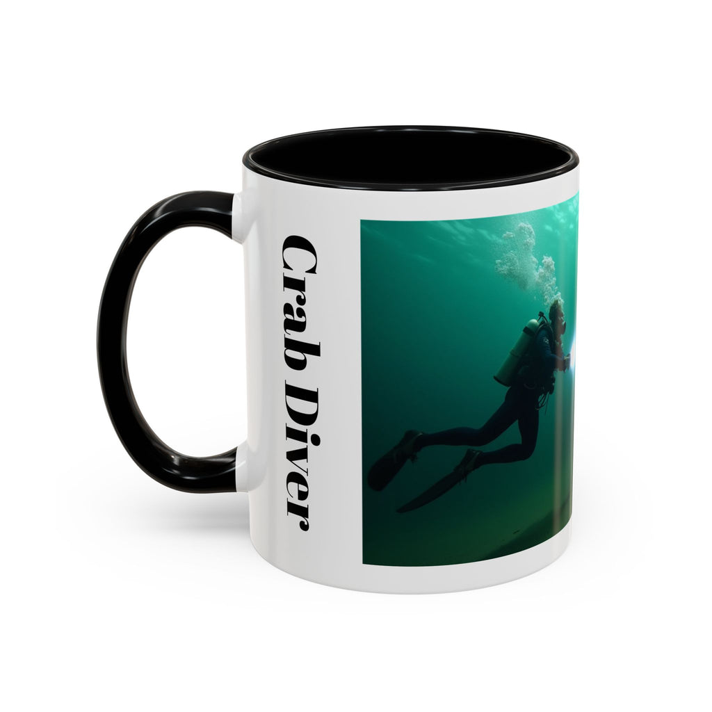 Crab Diver Accent Coffee Mug — Underwater Scuba Scene (11/15oz)