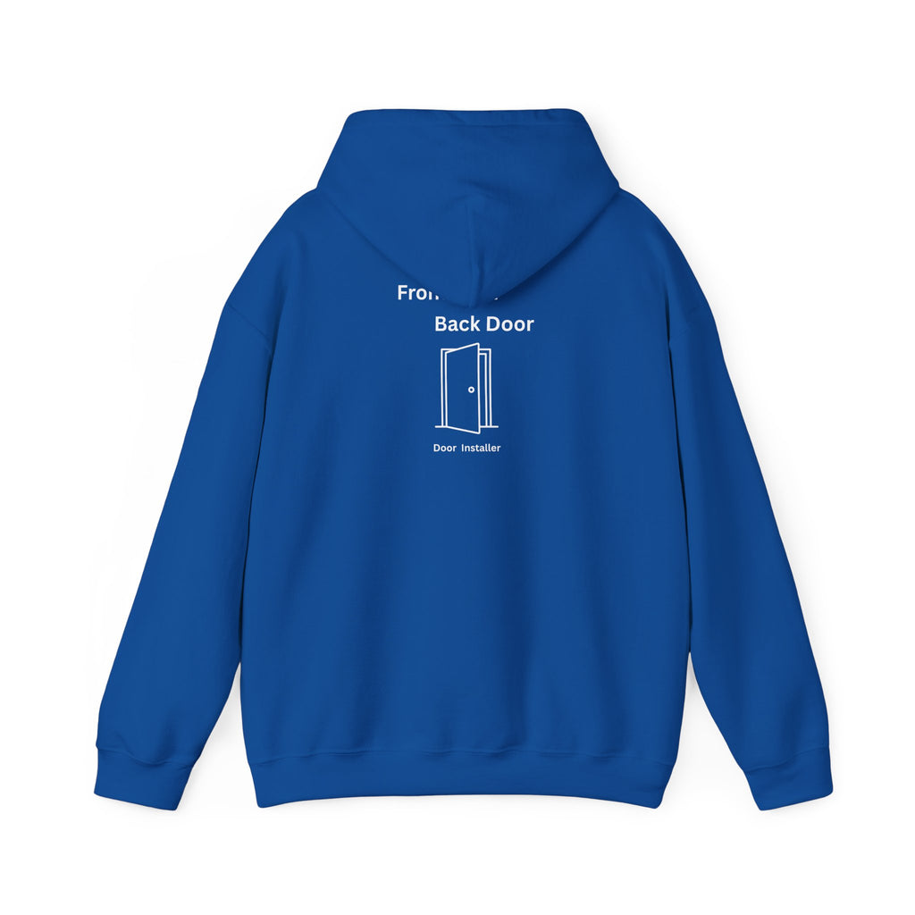 Back Door Installer Hoodie — Funny Door Installer Crewneck for Tradesmen