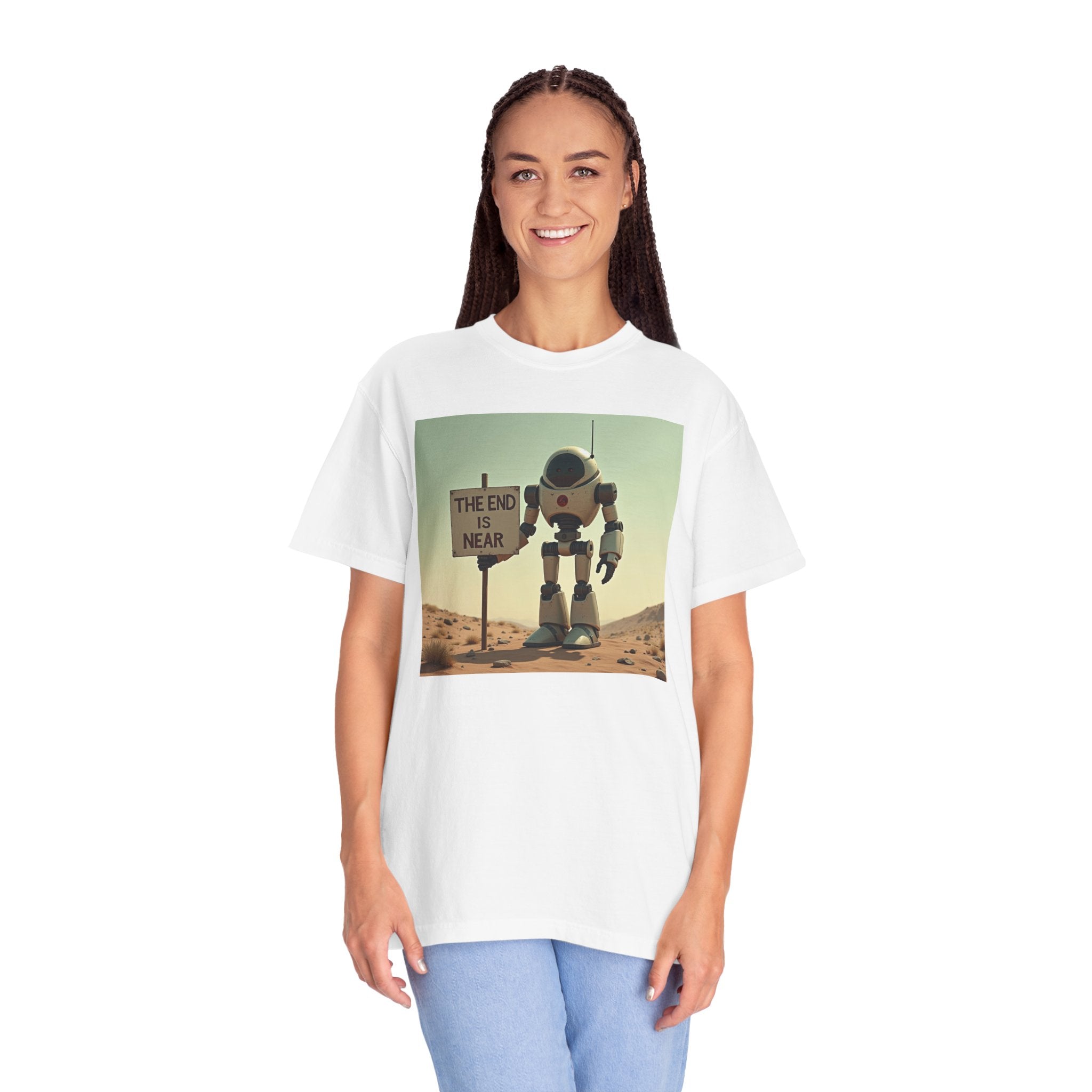 Robot Graphic Tee "The End Is Near" - Retro Sci‑Fi Vintage Tee