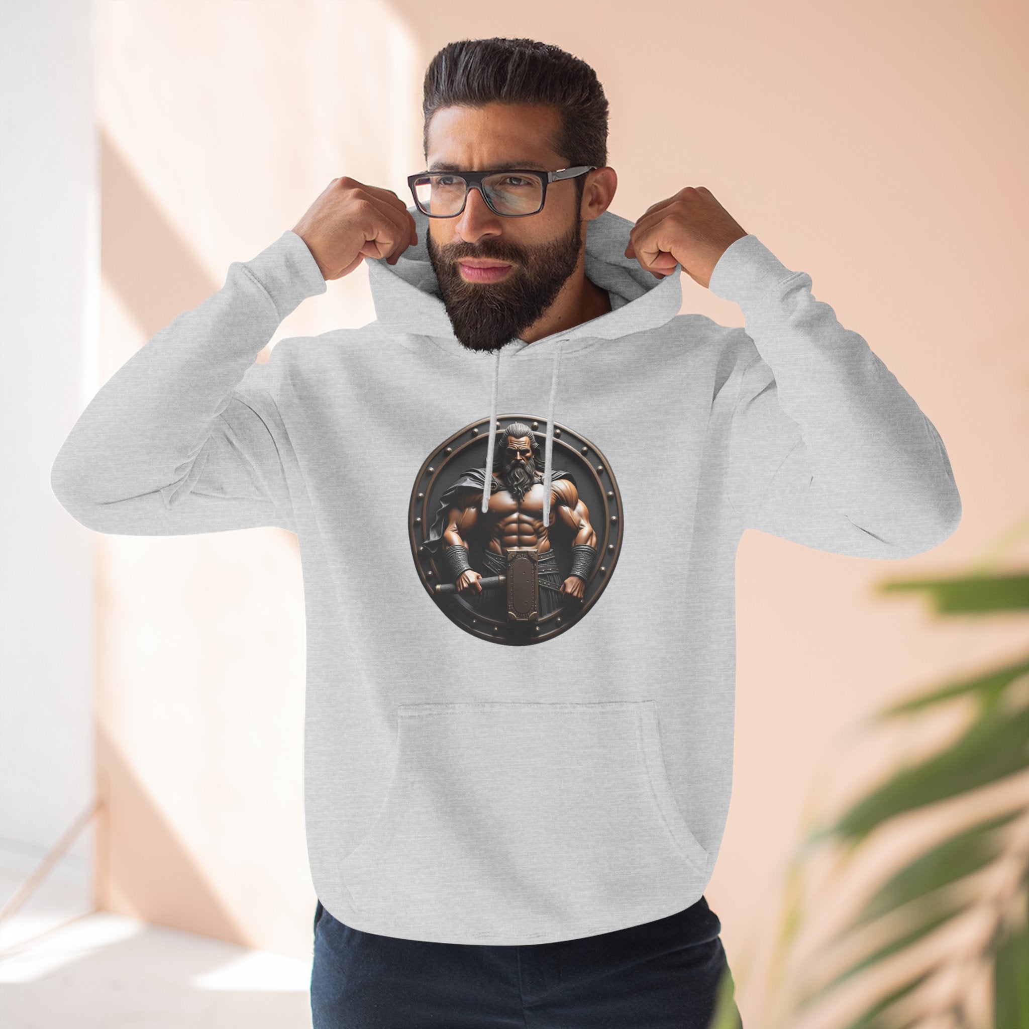 Viking Warrior Shield Hoodie — Muscular Norse Mythology Graphic Hoodie