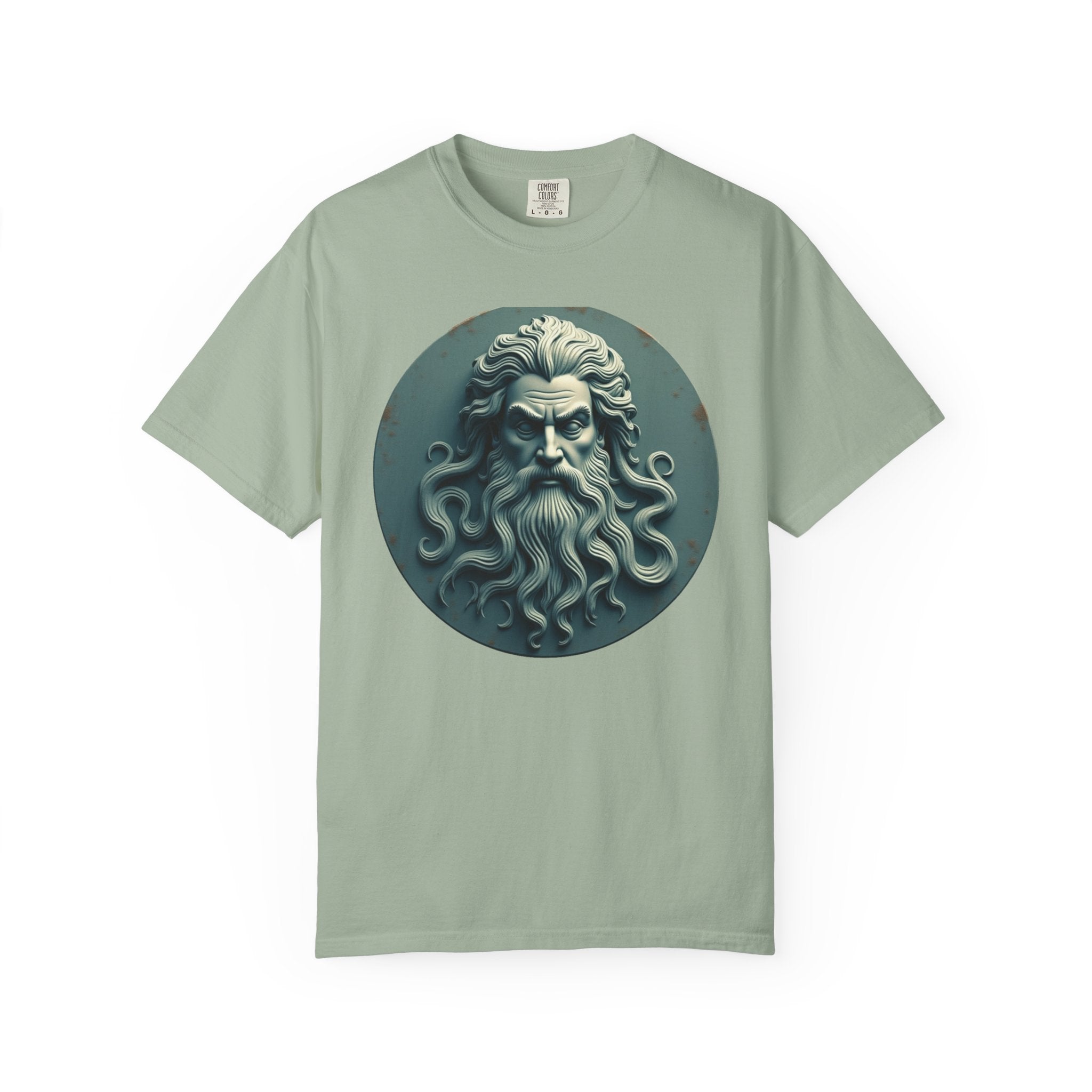 Mythic Neptune Head T-Shirt — Ocean God Sculpture Tee