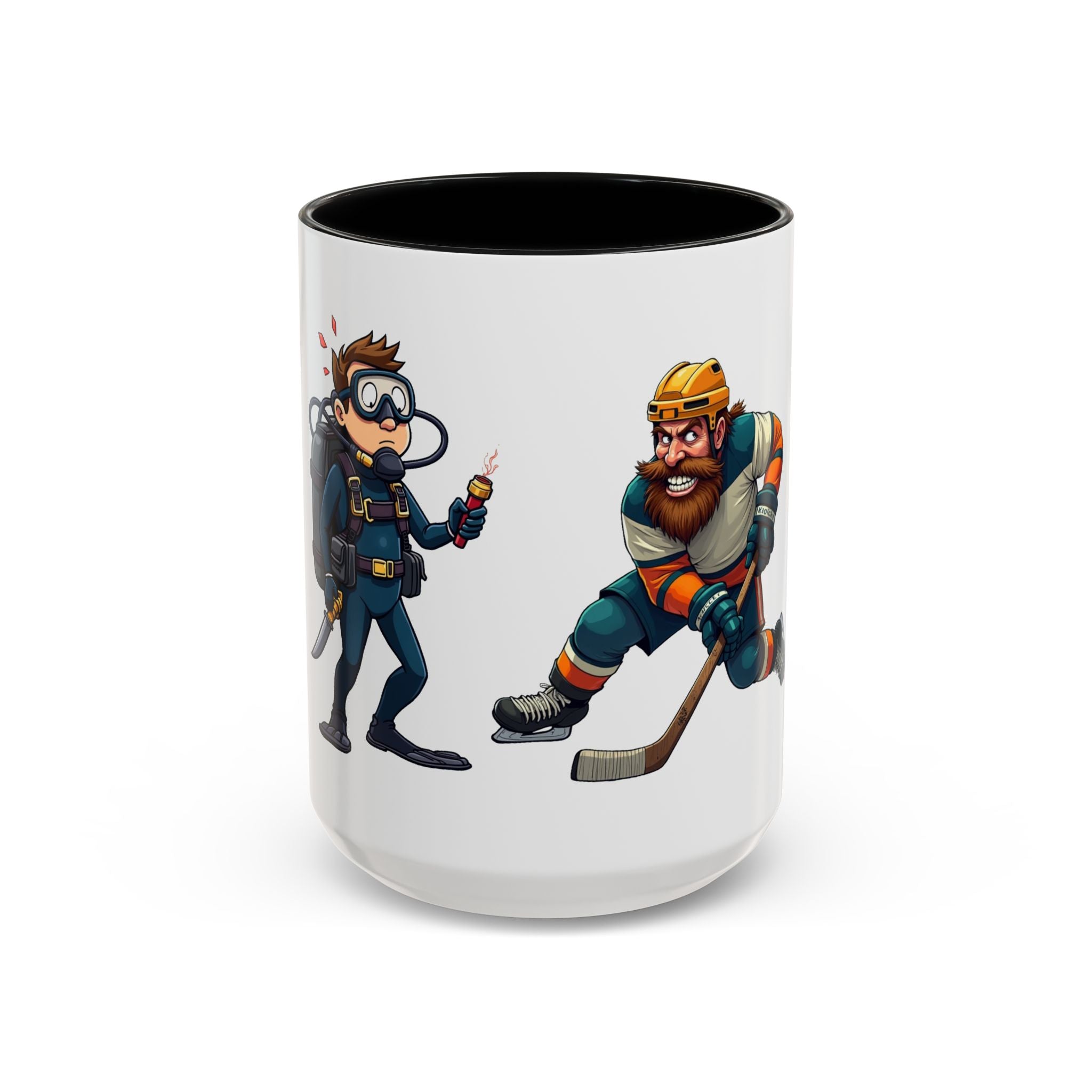 Hockey 'Gear Check' Accent Coffee Mug — Funny Hockey Player Illustration (11/15oz)