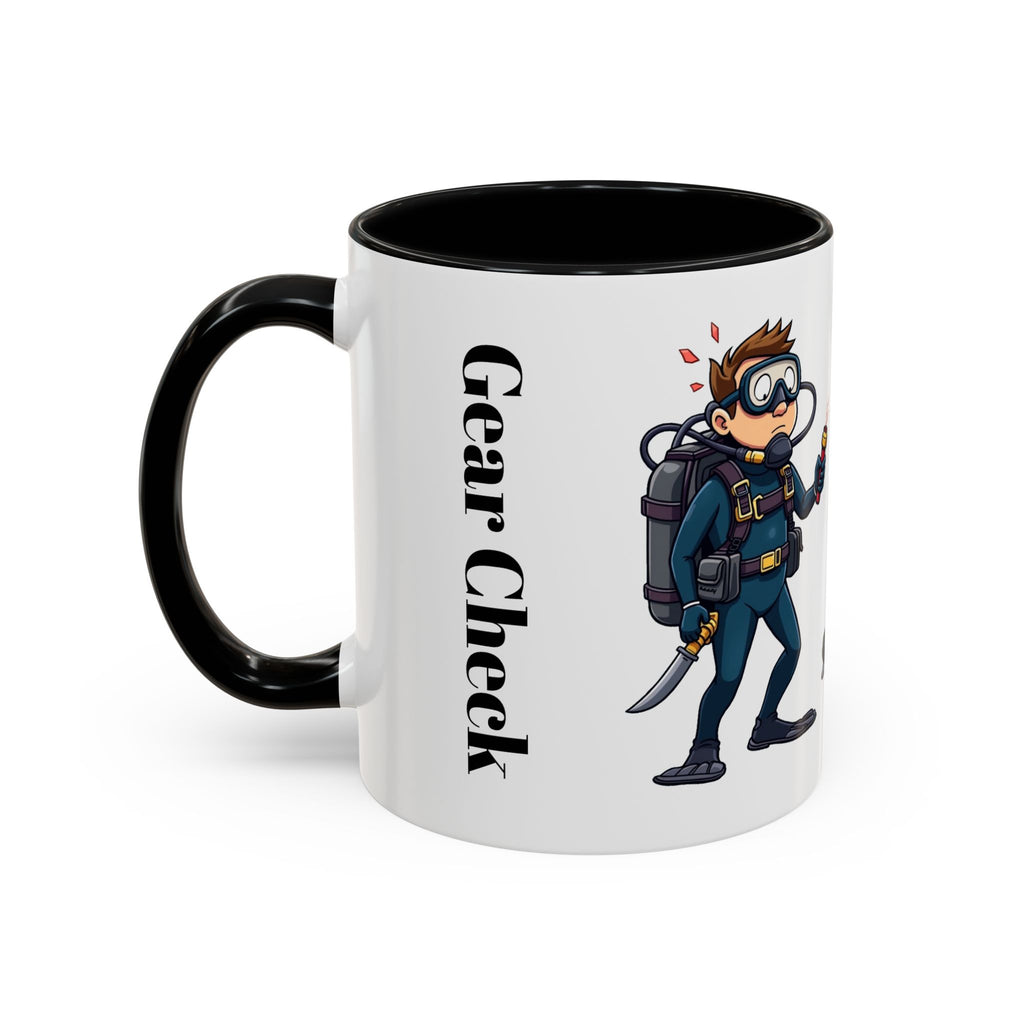 Hockey 'Gear Check' Accent Coffee Mug — Funny Hockey Player Illustration (11/15oz)