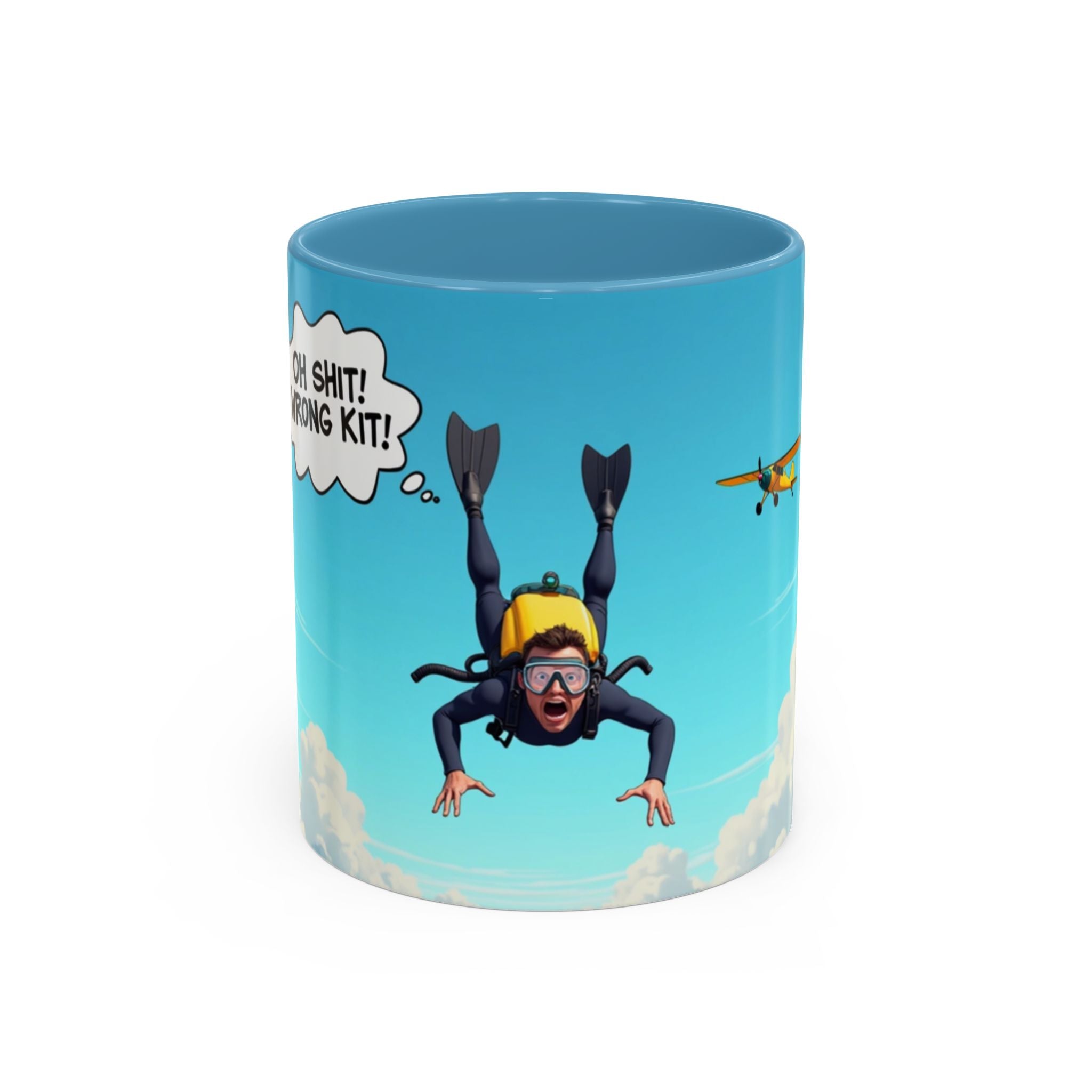Skydiver Coffee Mug — Funny "Oh Shit! Wrong Kit!" Aviation Mug