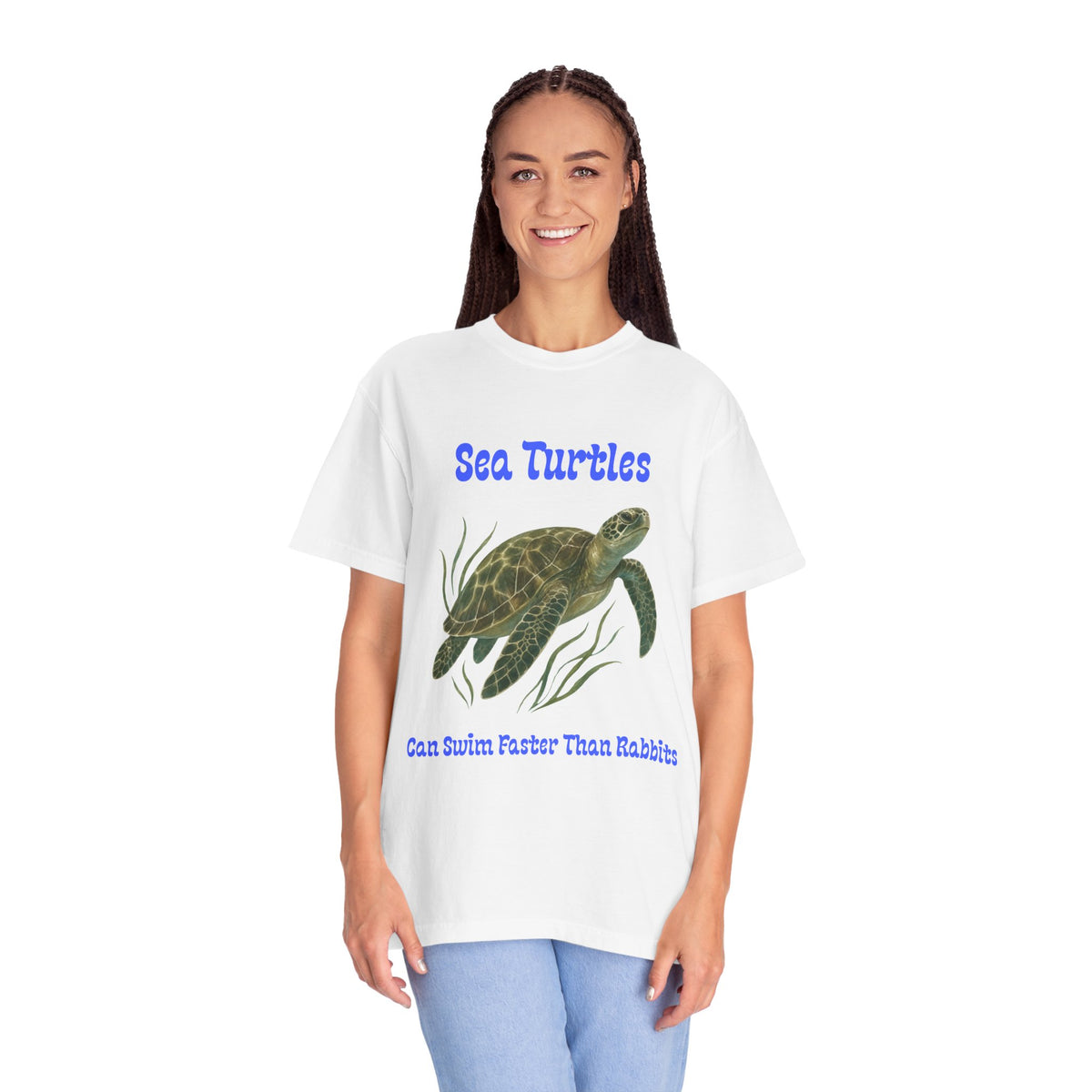 Sea Turtles T-Shirt — "Sea Turtles Can Swim Faster Than Rabbits" Graphic Tee