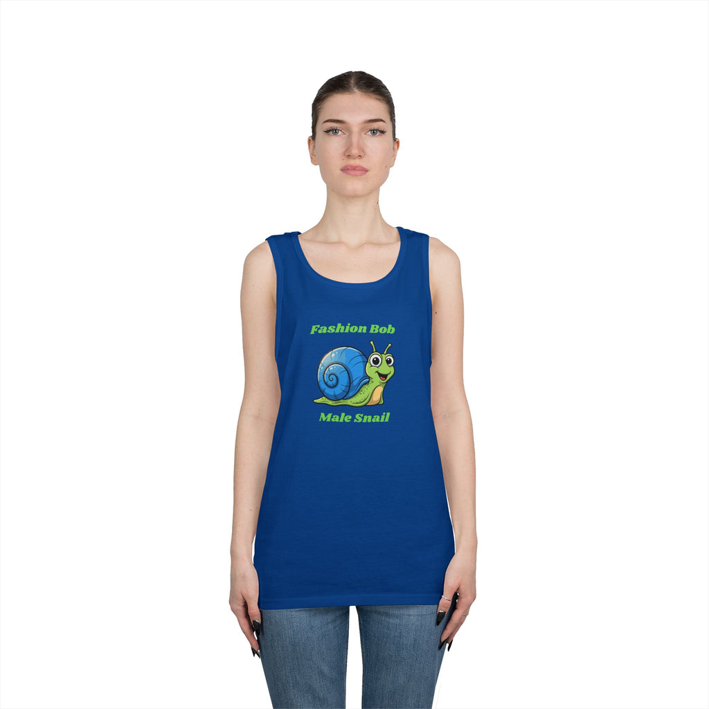 Fashion Bob Male Snail Tank Top — Cute Cartoon Snail Graphic Tee for Snail Lovers