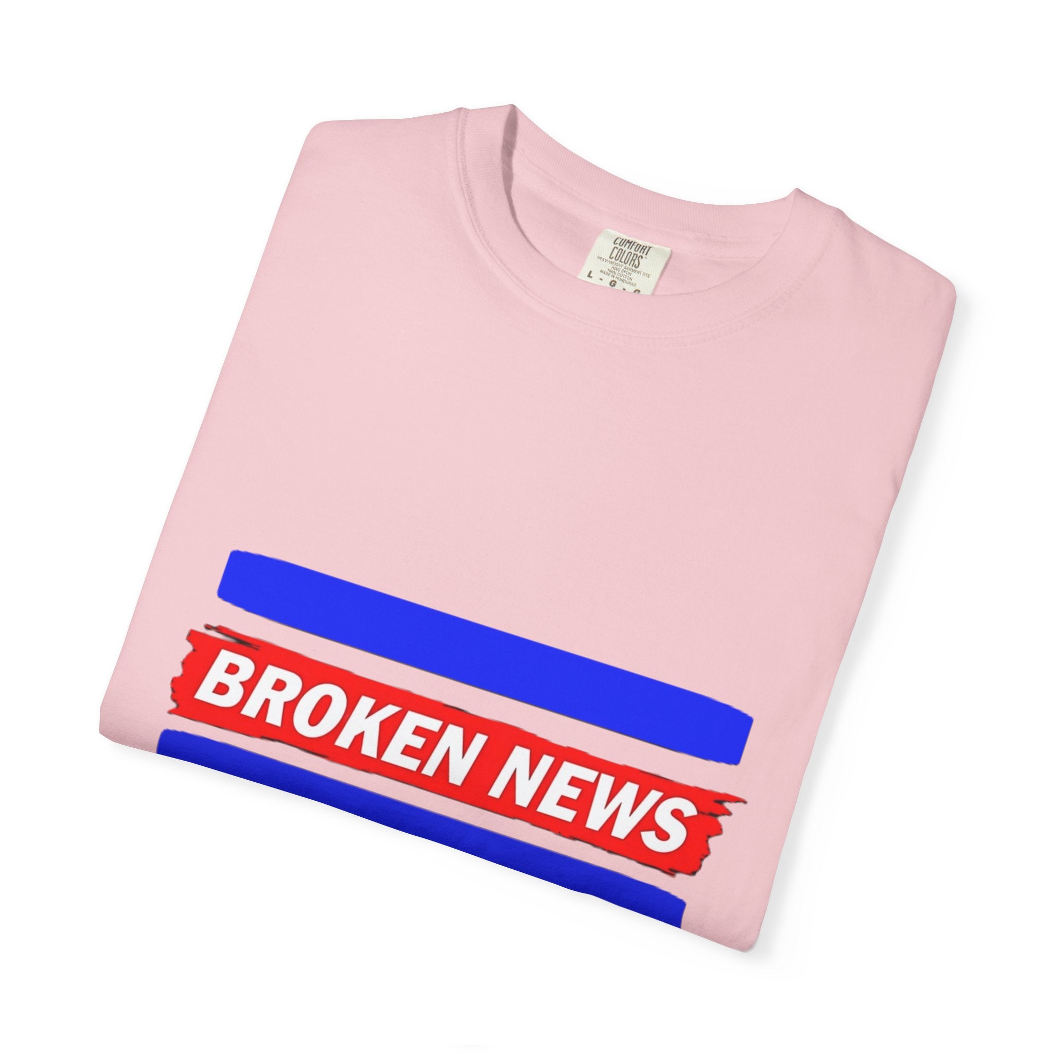Broken News Tee — Retro Red & Blue Graphic T-Shirt