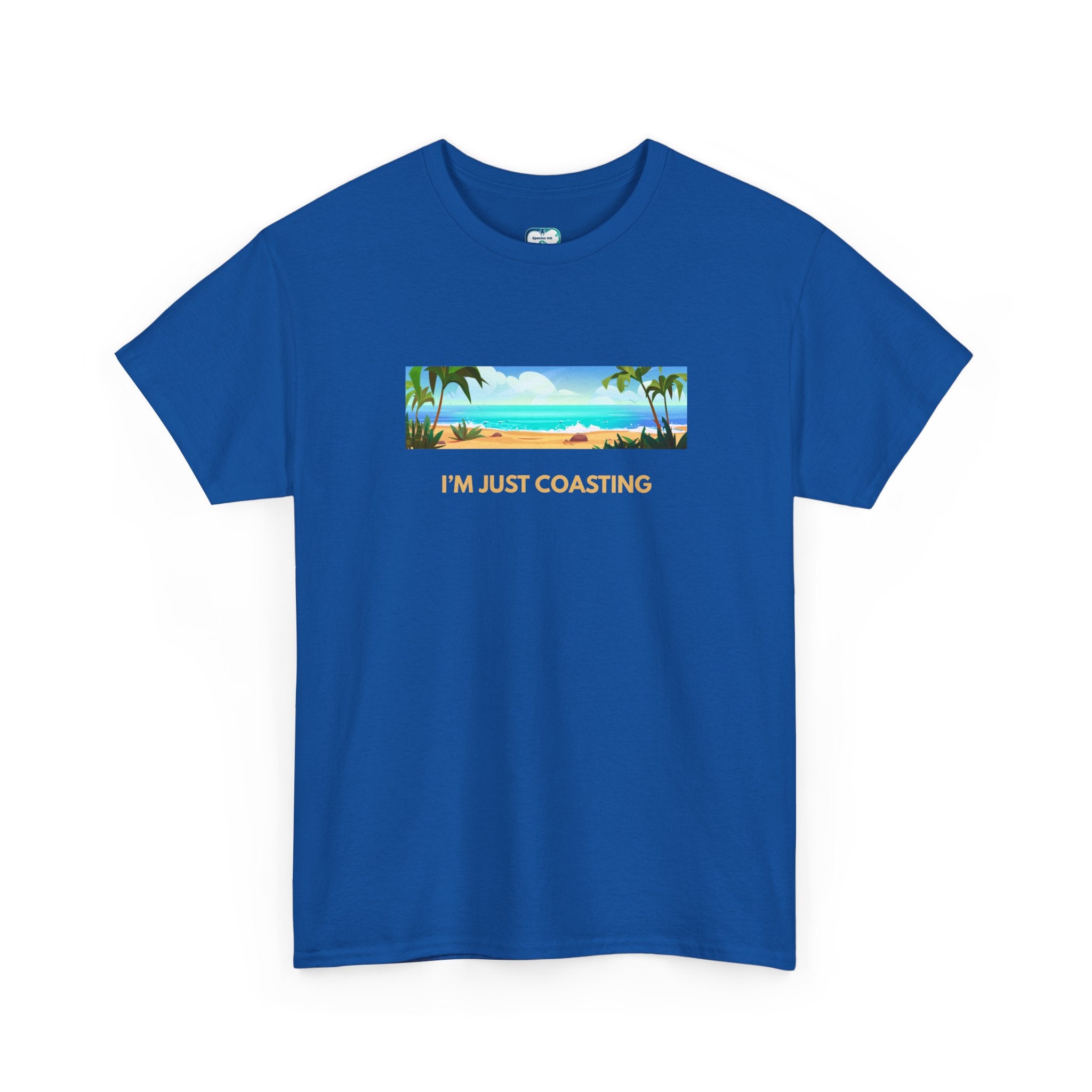 Beach Vibes Tee — "I'm Just Coasting" Coastal Graphic T-Shirt