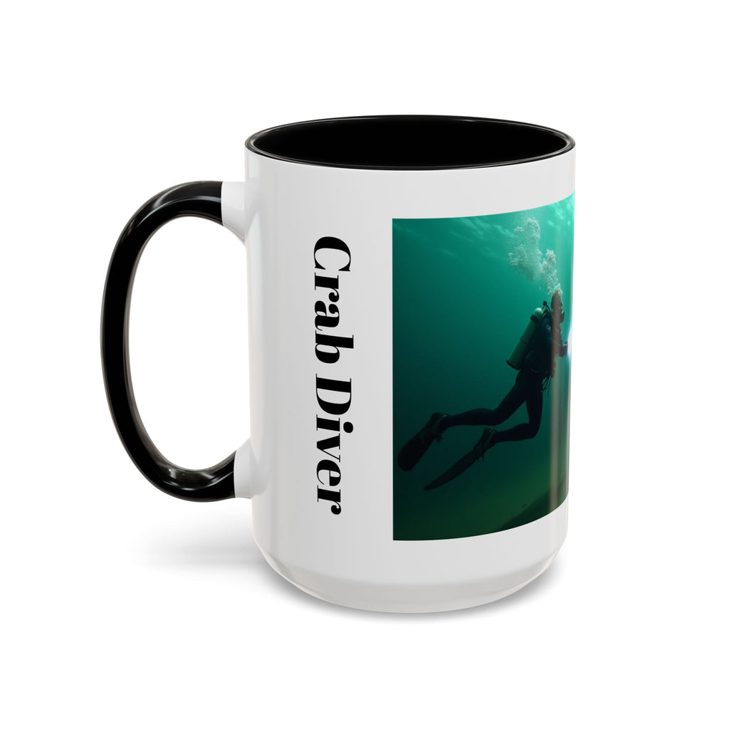 Crab Diver Accent Coffee Mug — Underwater Scuba Scene (11/15oz)