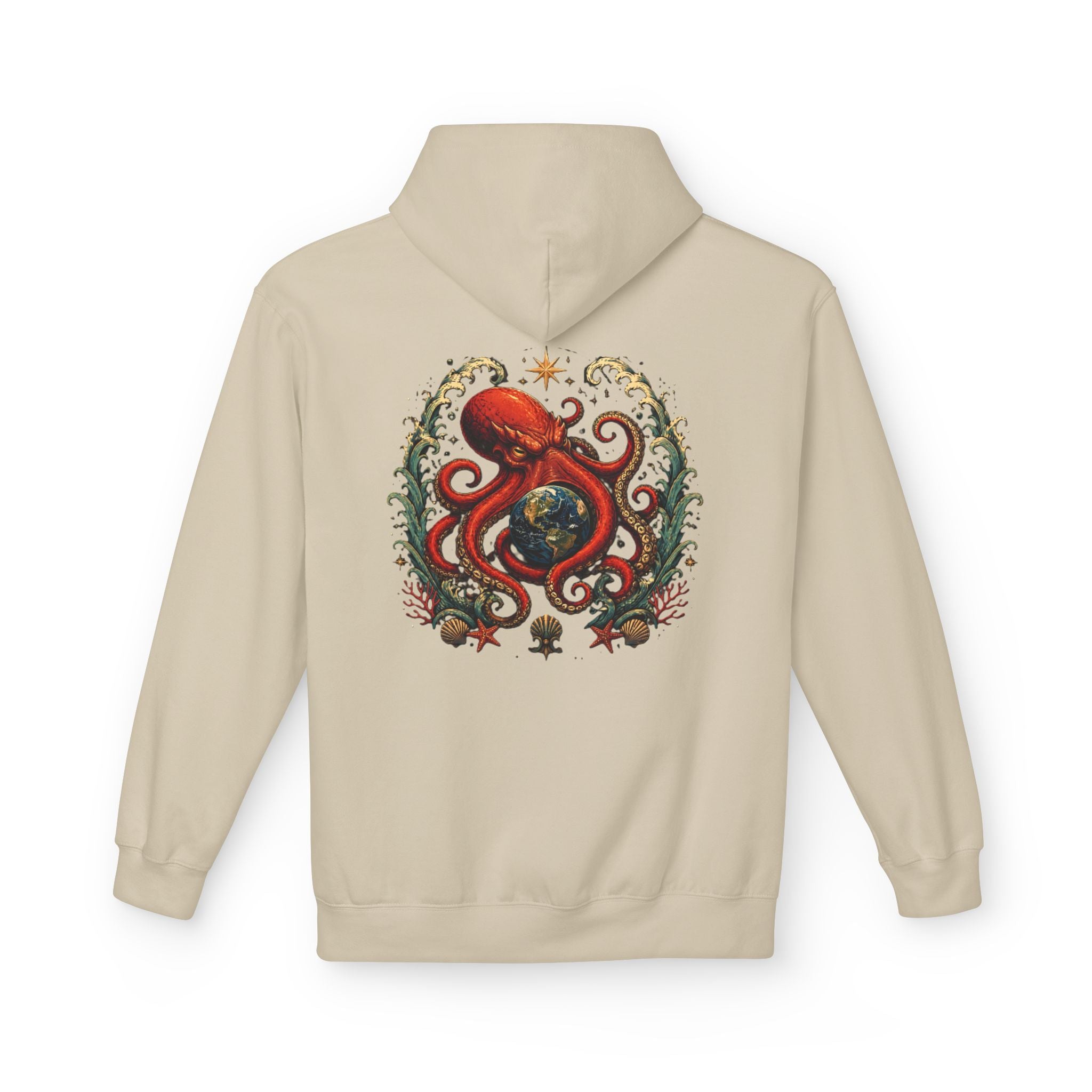 Octopus World Hug Hoodie — Nautical Ocean Conservation Graphic Hoodie