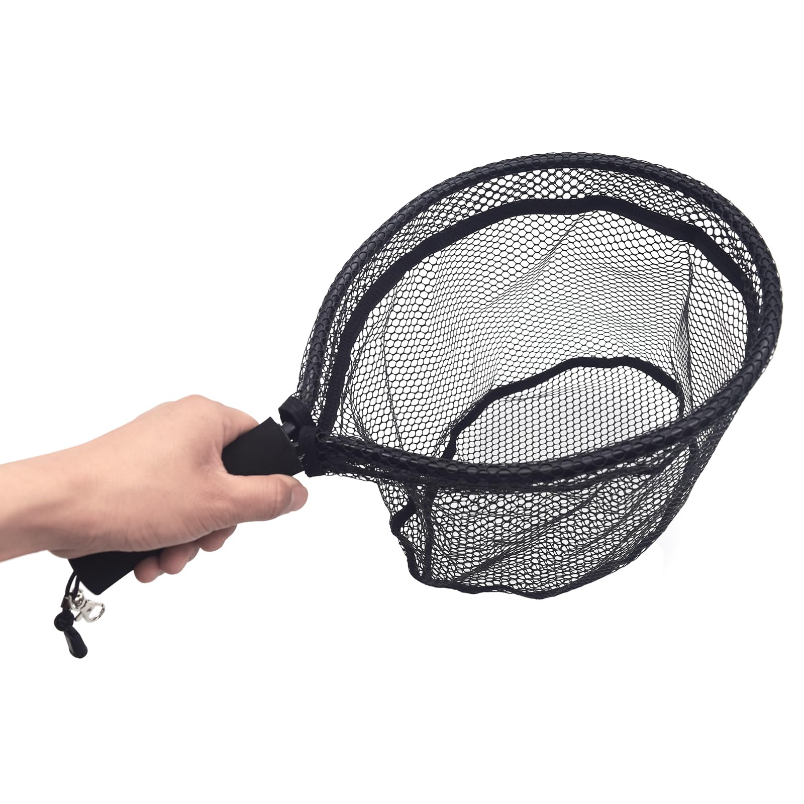 Mini Fly Fishing Net Aluminum Alloy & Soft Rubber Mesh Kayak Fishing Net Trout Net Landing Net Catch and Release Net (Black Small)