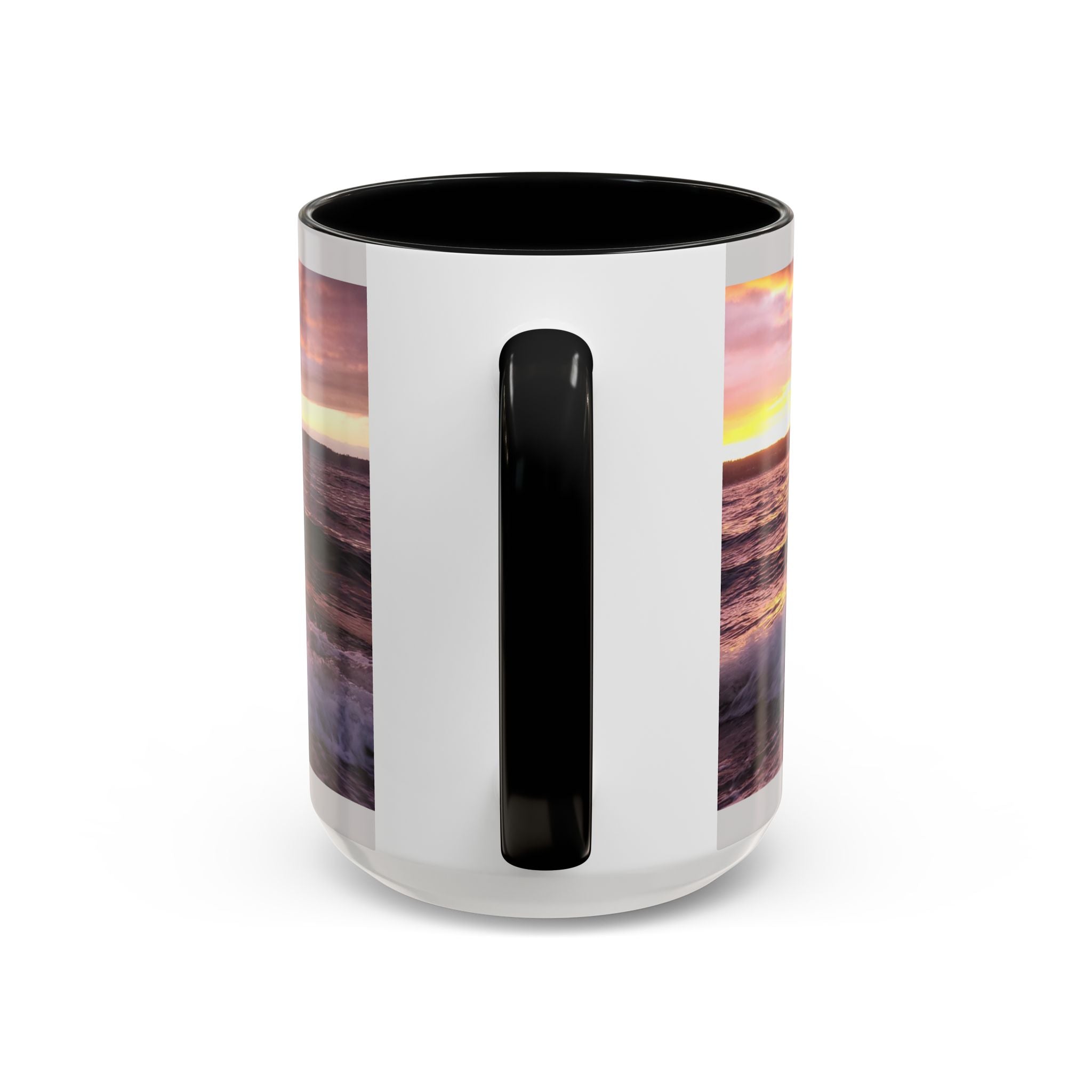 Sunset Ocean Accent Coffee Mug — Seaside Waves Sunrise Photo (11/15oz)