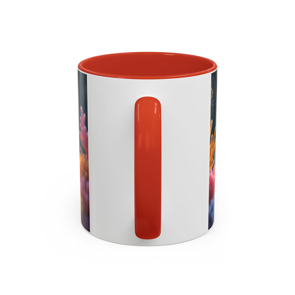 Scuba Diving Couple Accent Coffee Mug — Underwater Coral Reef Design (11/15 oz)